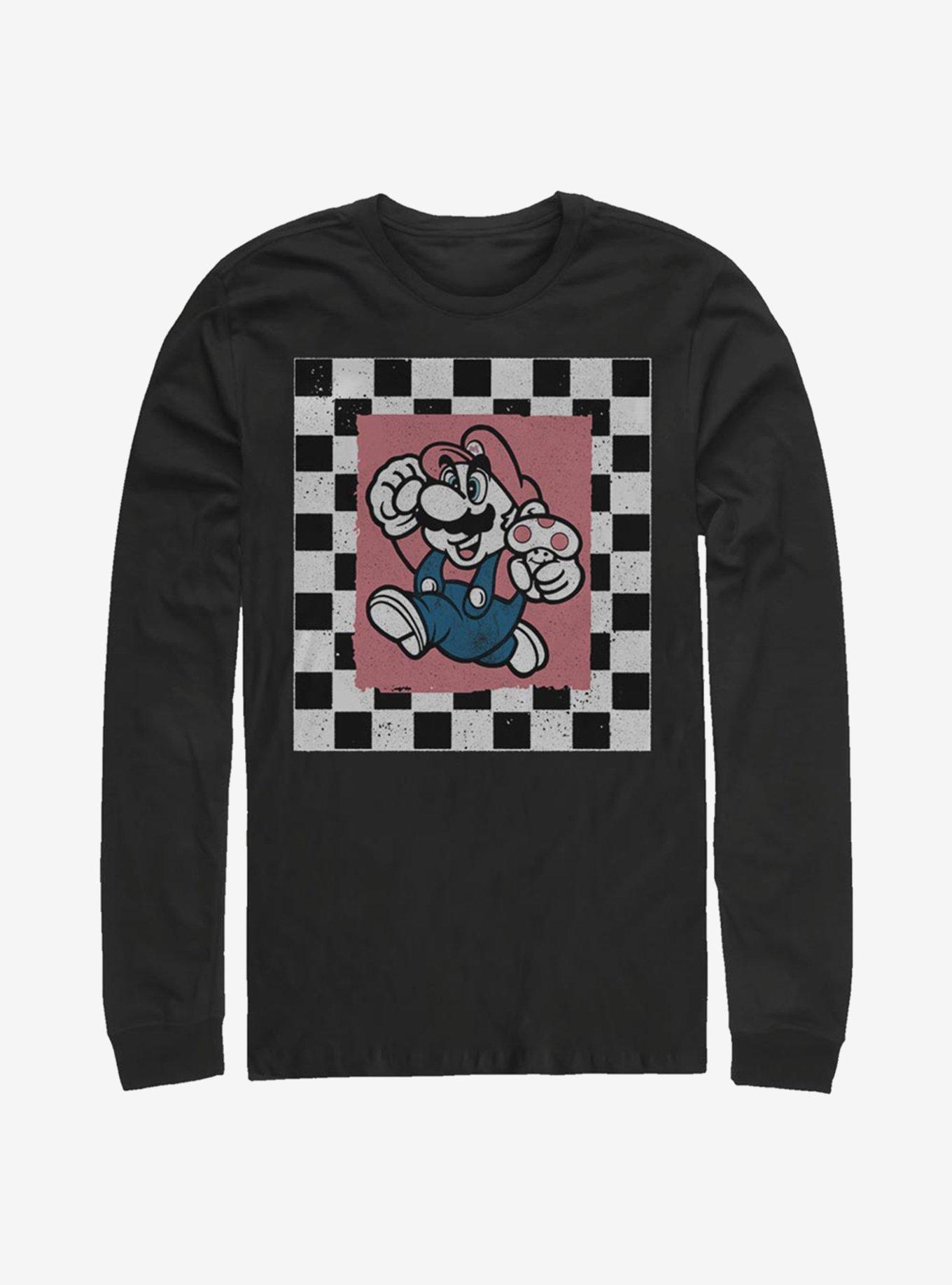 Super Mario Chubby Checkers Long-Sleeve T-Shirt, BLACK, hi-res