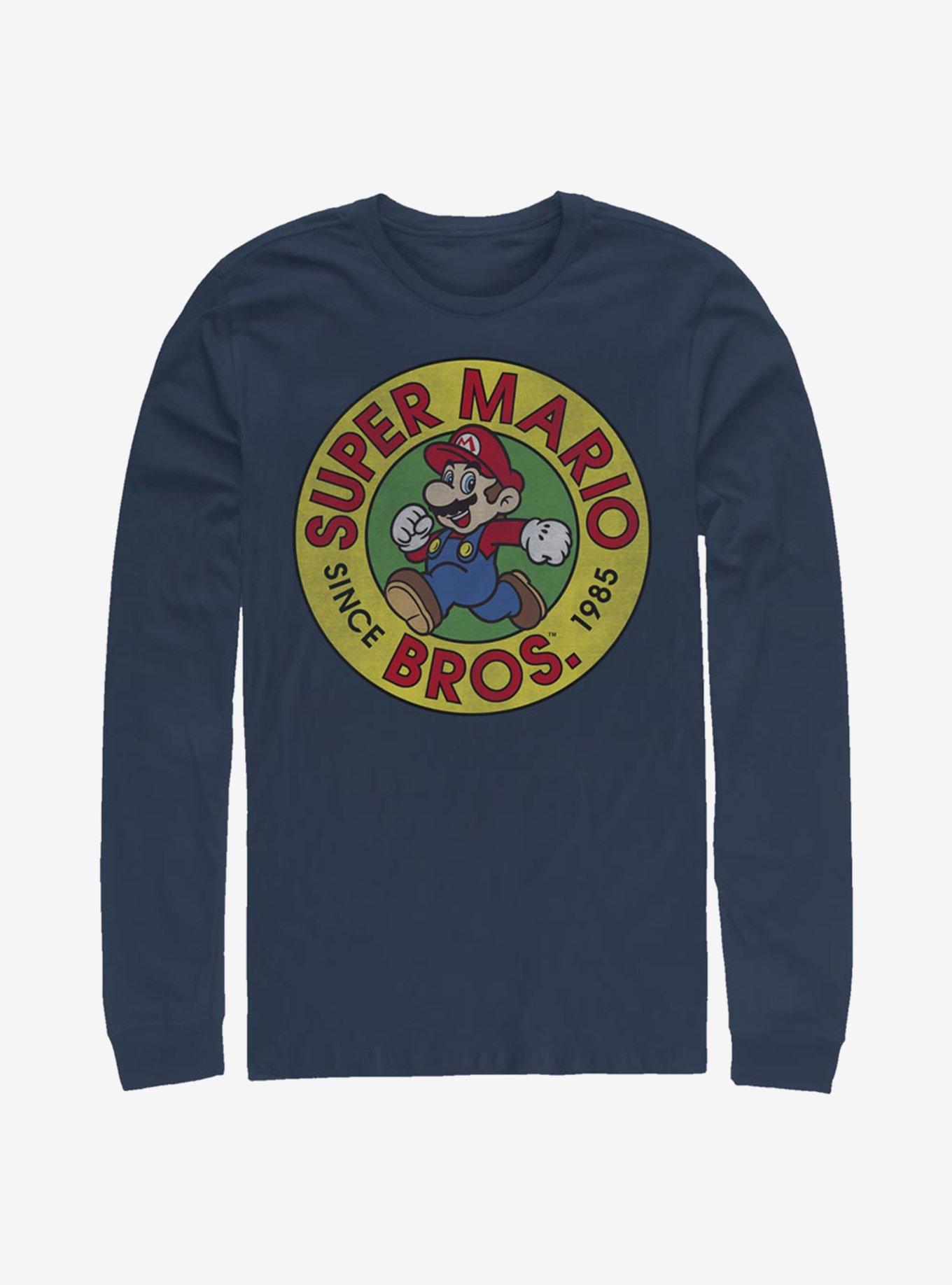 Super Mario Side Run Mario Long-Sleeve T-Shirt, NAVY, hi-res