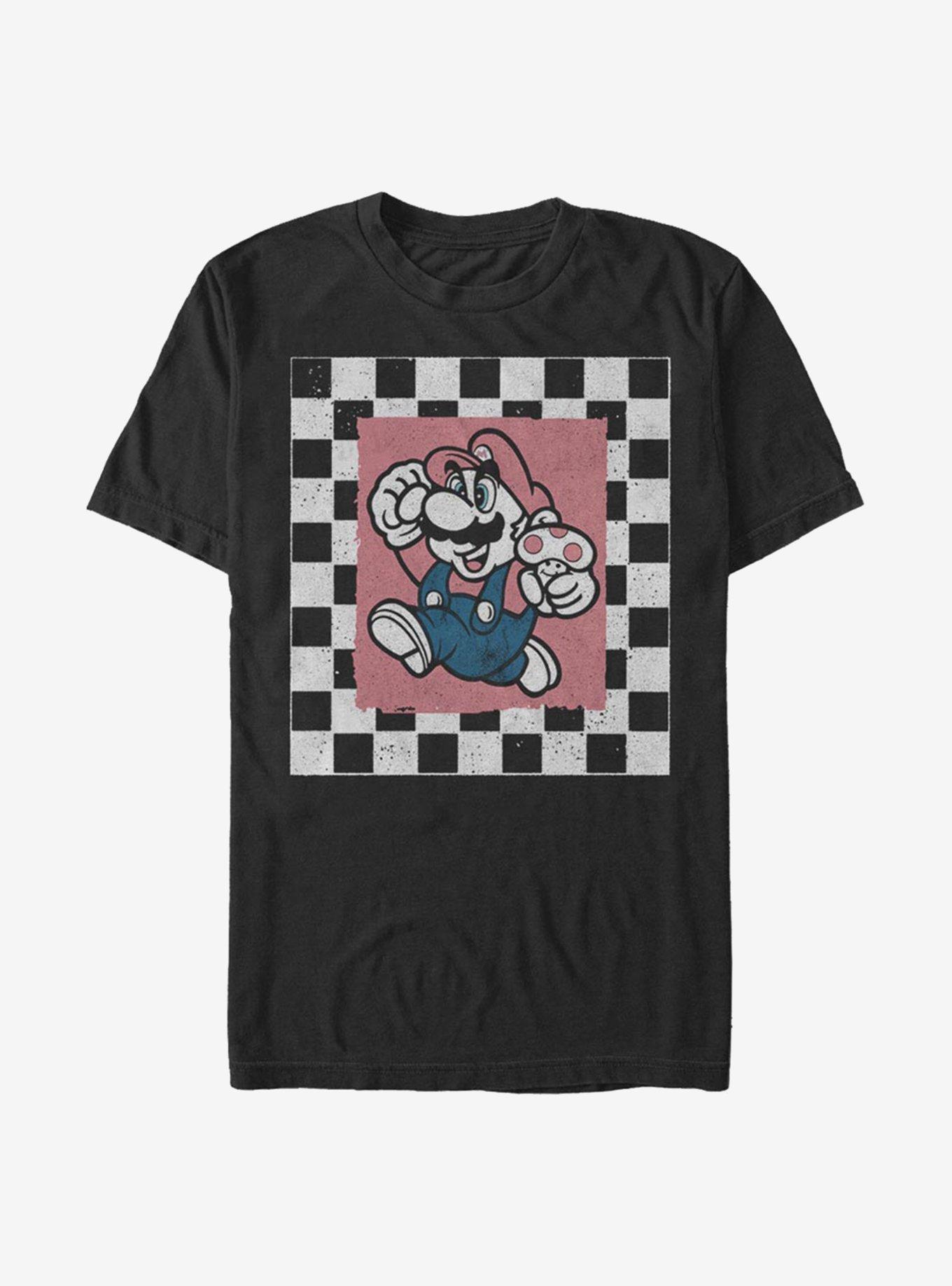 Super Mario Chubby Checkers T-Shirt, BLACK, hi-res