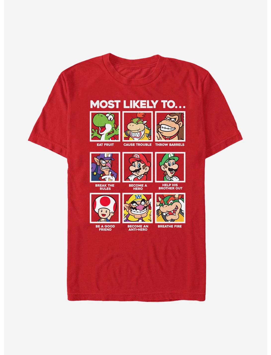 Nintendo Super Mario Most Likely To T-Shirt, RED, hi-res