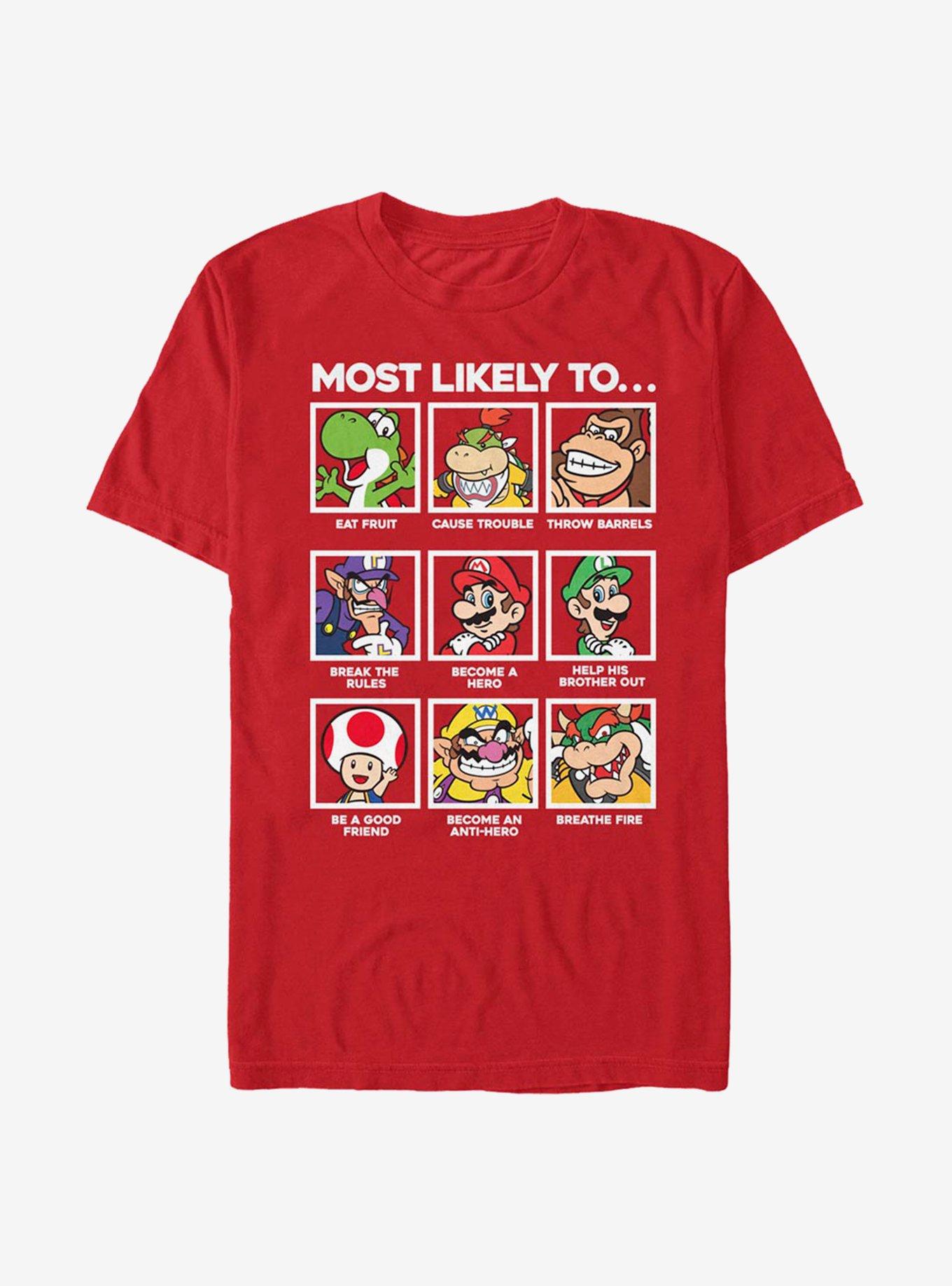 Nintendo Super Mario Most Likely To T-Shirt, RED, hi-res