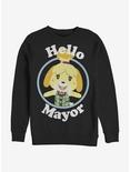 Animal Crossing Hello Mayor Crew Sweatshirt, BLACK, hi-res