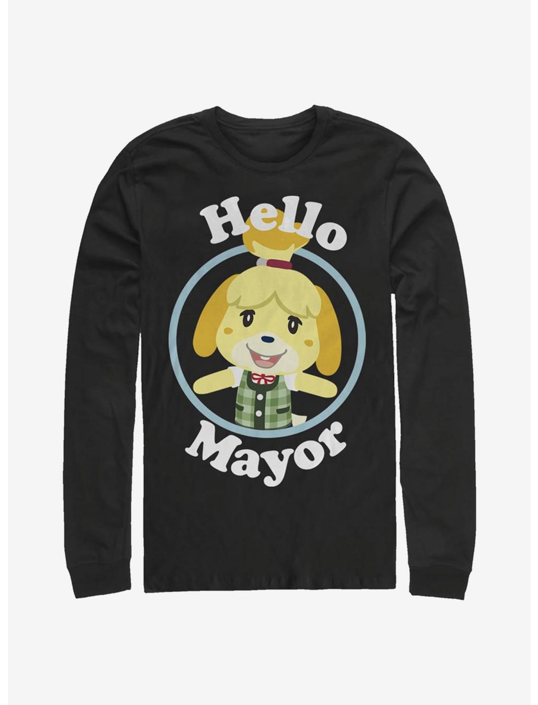 Animal Crossing Hello Mayor Long-Sleeve T-Shirt, BLACK, hi-res