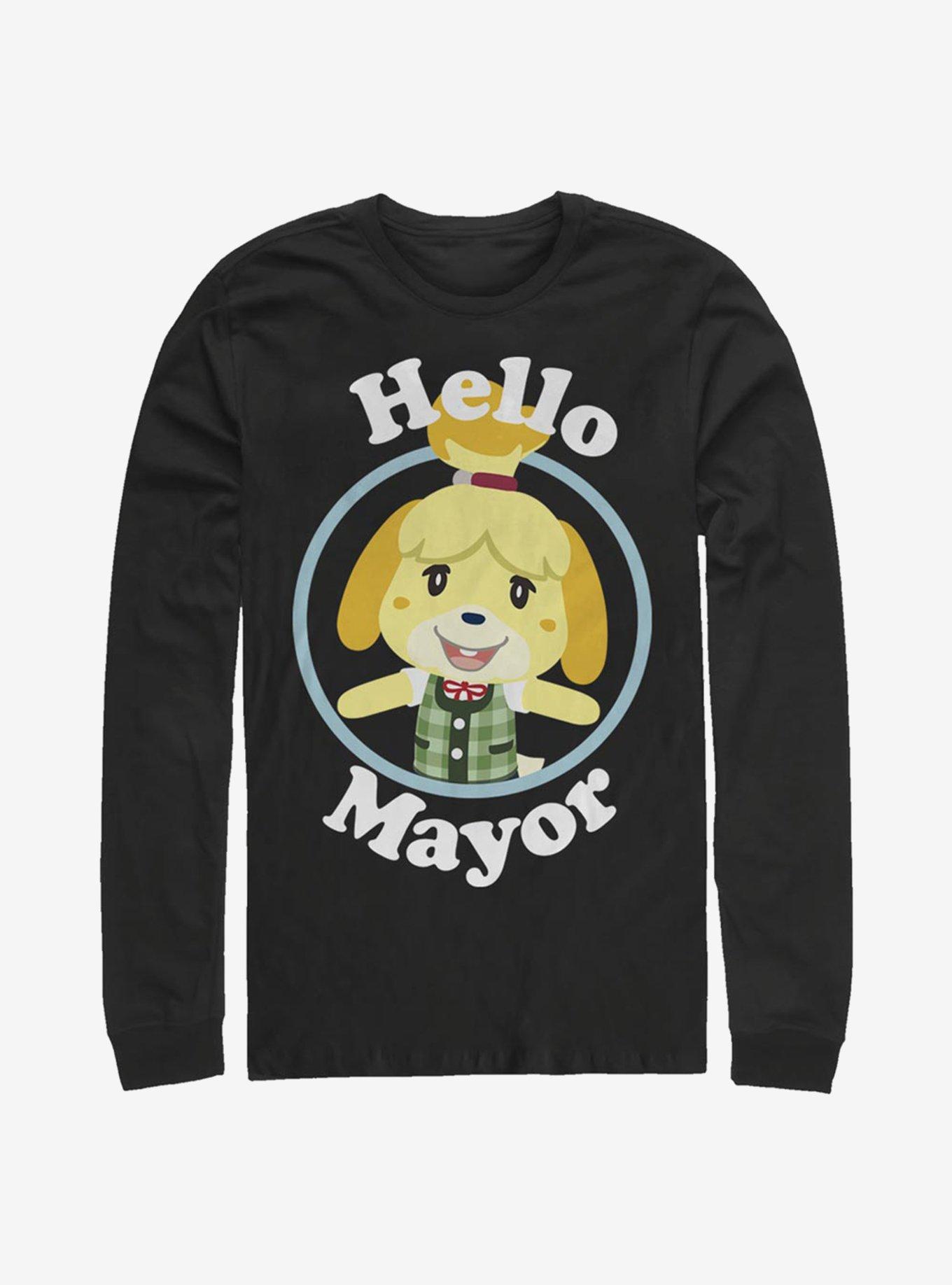 Animal Crossing Hello Mayor Long-Sleeve T-Shirt, BLACK, hi-res