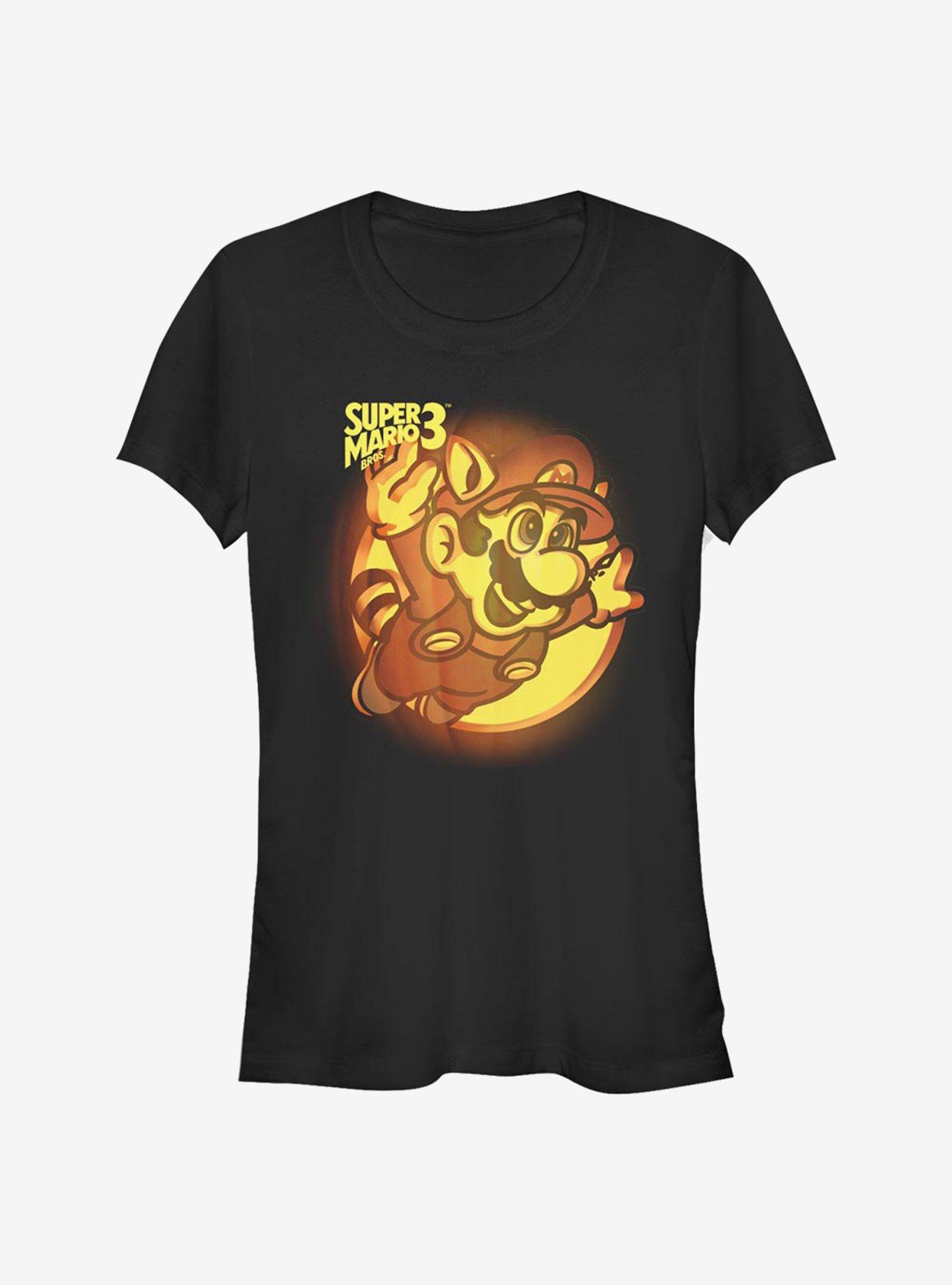 Super Mario Pumpkin Logo Girls T-Shirt, BLACK, hi-res