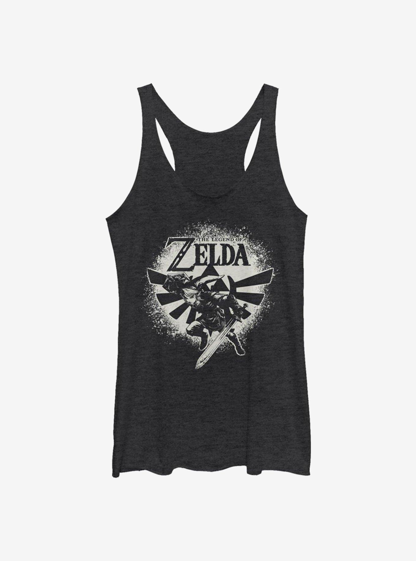 The Legend Of Zelda Spray Girls Tank, BLK HTR, hi-res