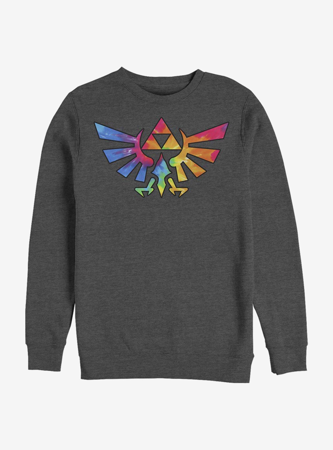 The Legend Of Zelda Groovy Crest Crew Sweatshirt, CHAR HTR, hi-res