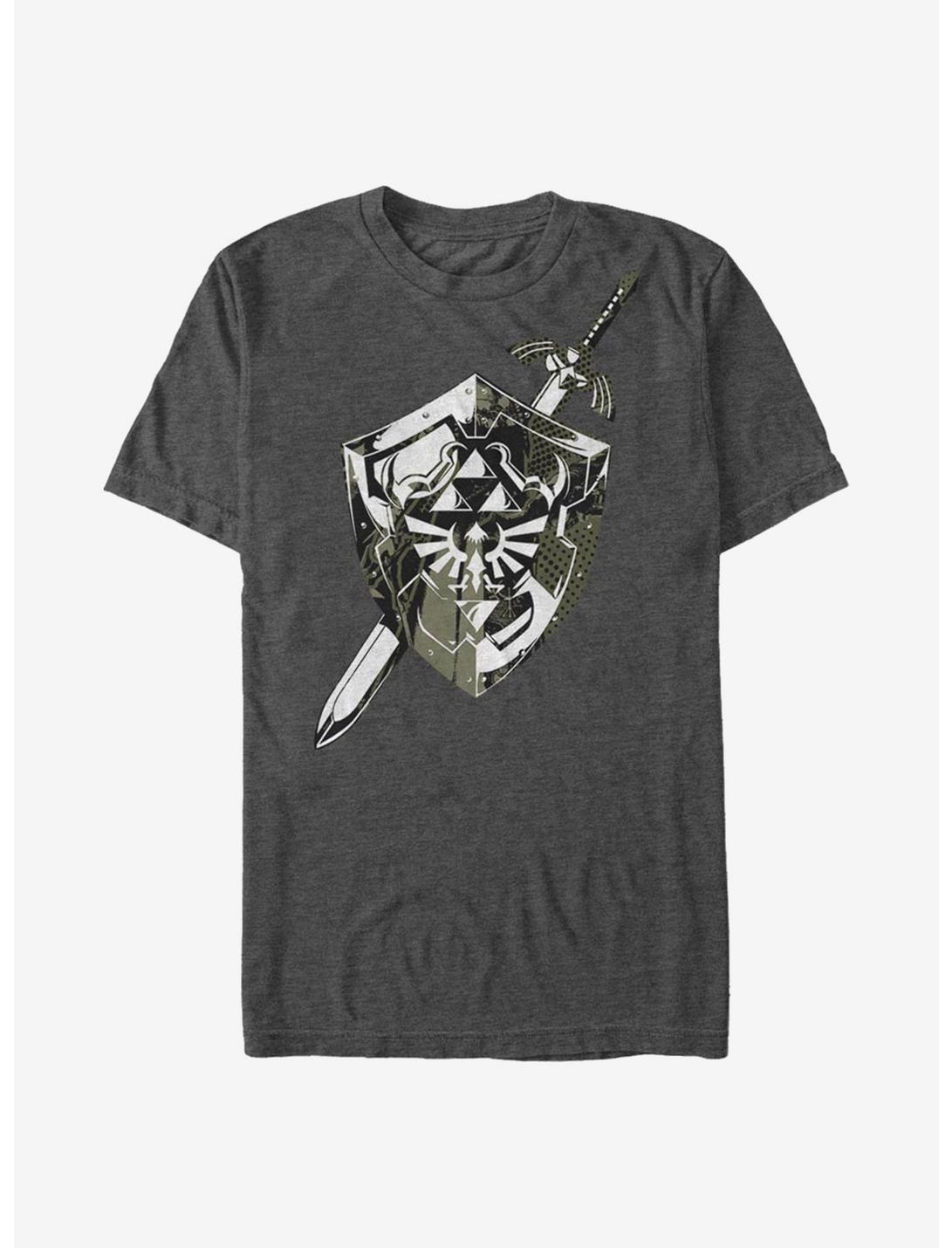 The Legend Of Zelda Shield Collage T-Shirt, CHAR HTR, hi-res