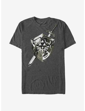 The Legend Of Zelda Shield Collage T-Shirt, CHAR HTR, hi-res