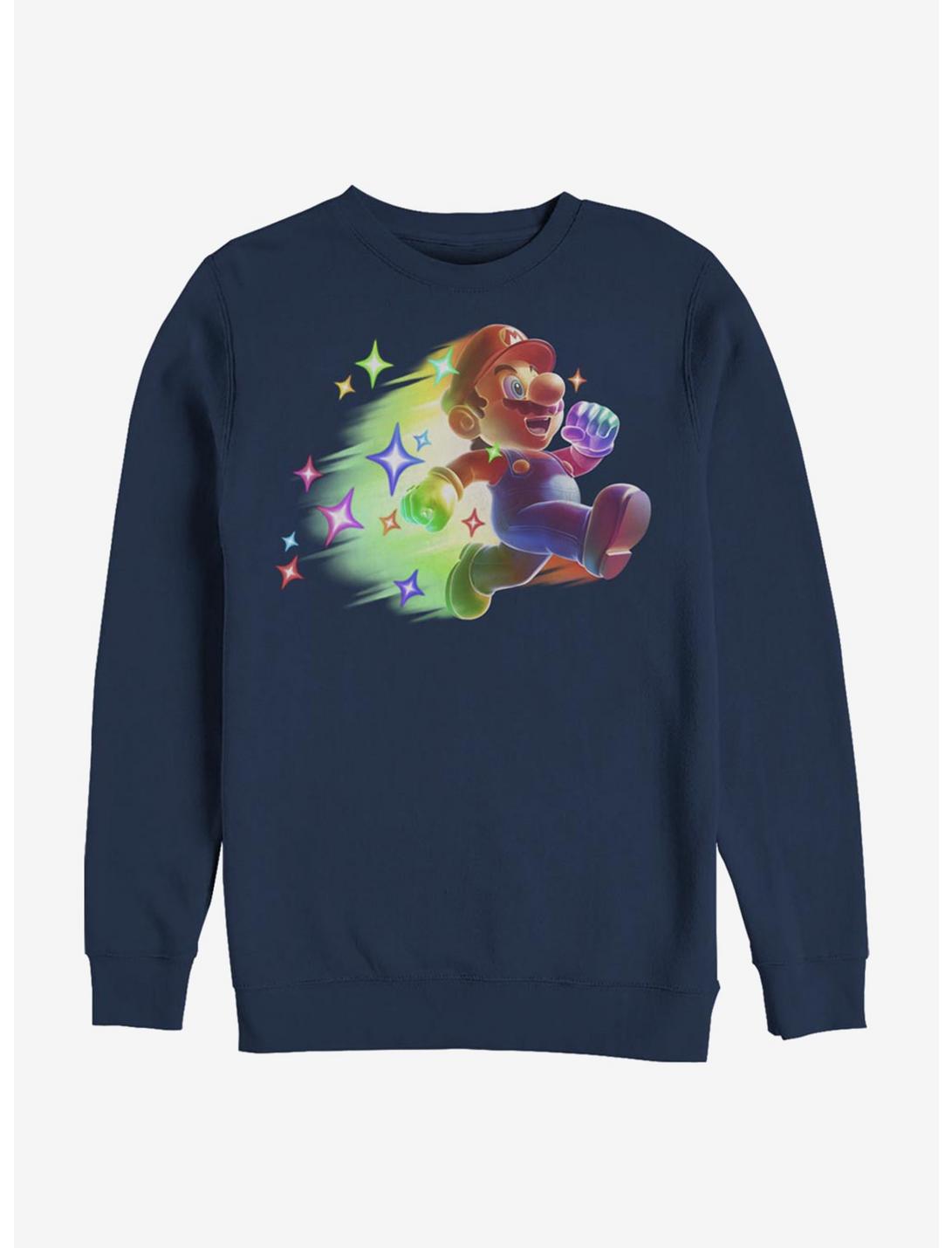 Super Mario Rainbow Deluxe Crew Sweatshirt, NAVY, hi-res