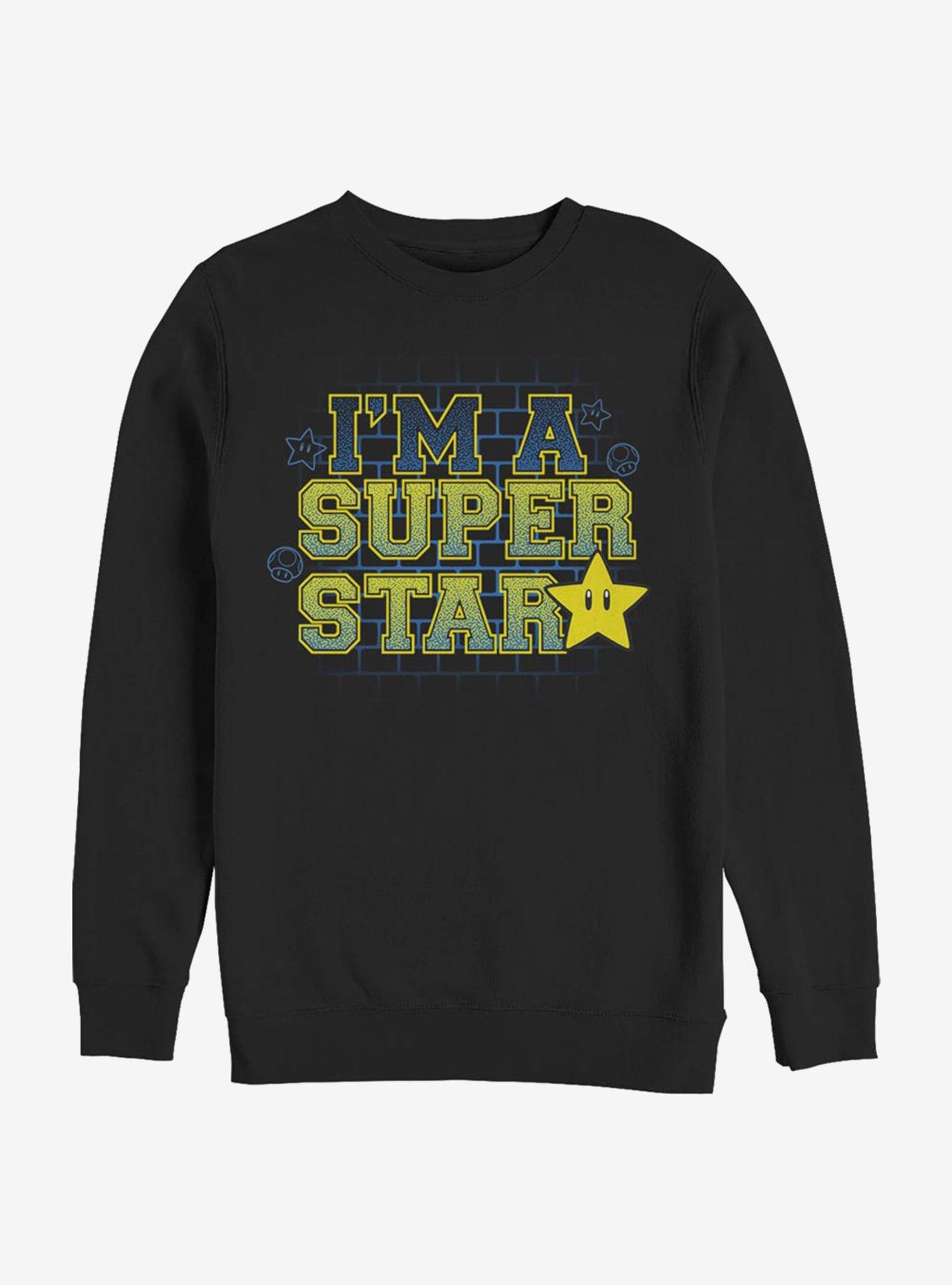 Super Mario Super Star Crew Sweatshirt, BLACK, hi-res
