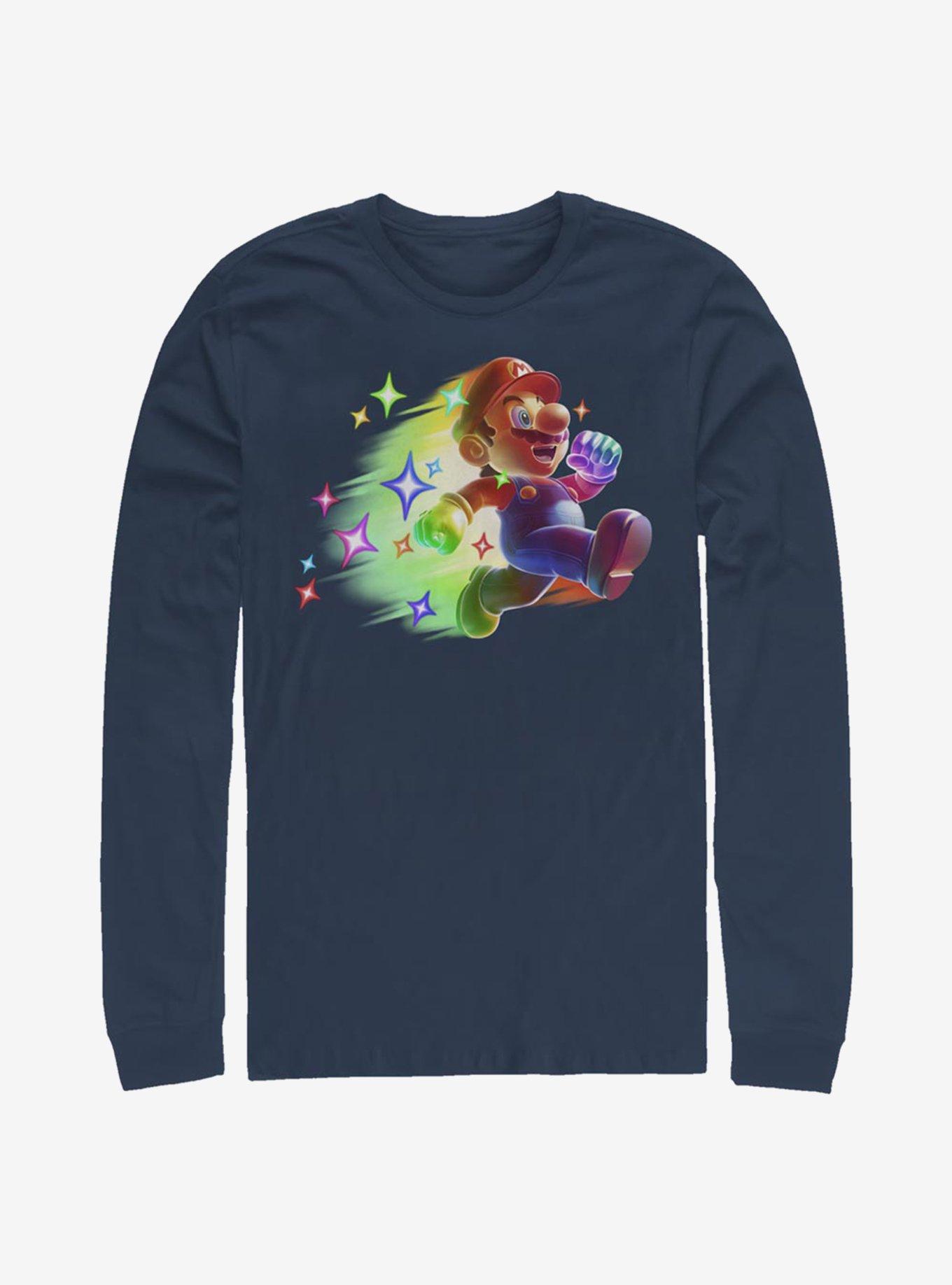 Super Mario Rainbow Deluxe Long-Sleeve T-Shirt, NAVY, hi-res