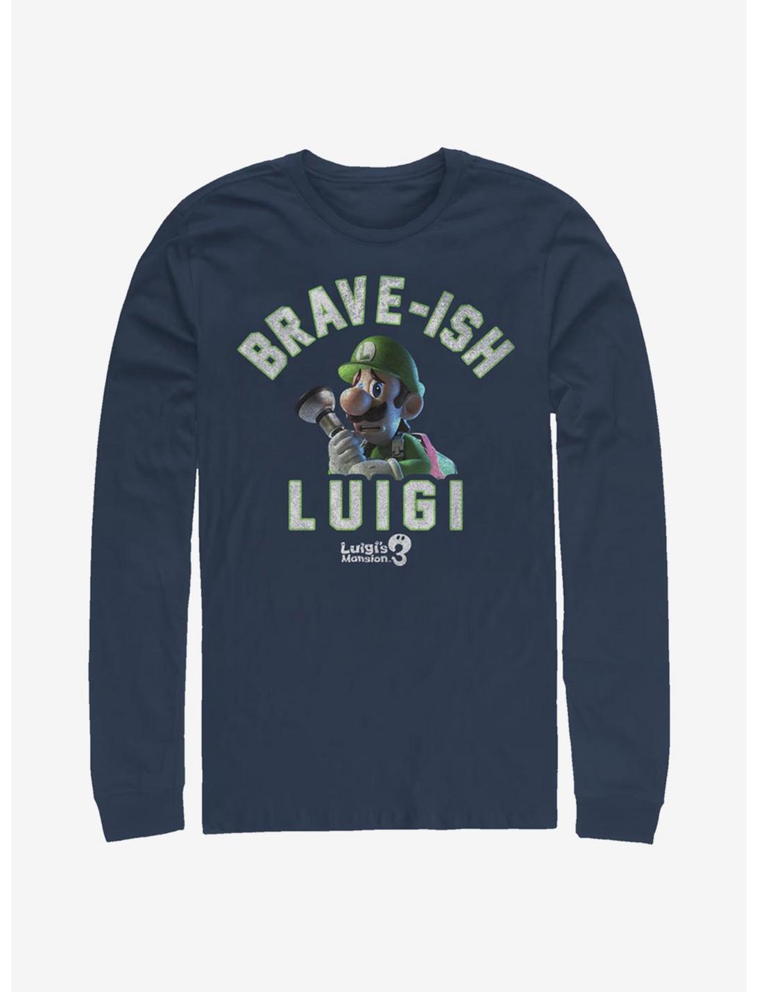Super Mario Brave-Ish Luigi Long-Sleeve T-Shirt, NAVY, hi-res