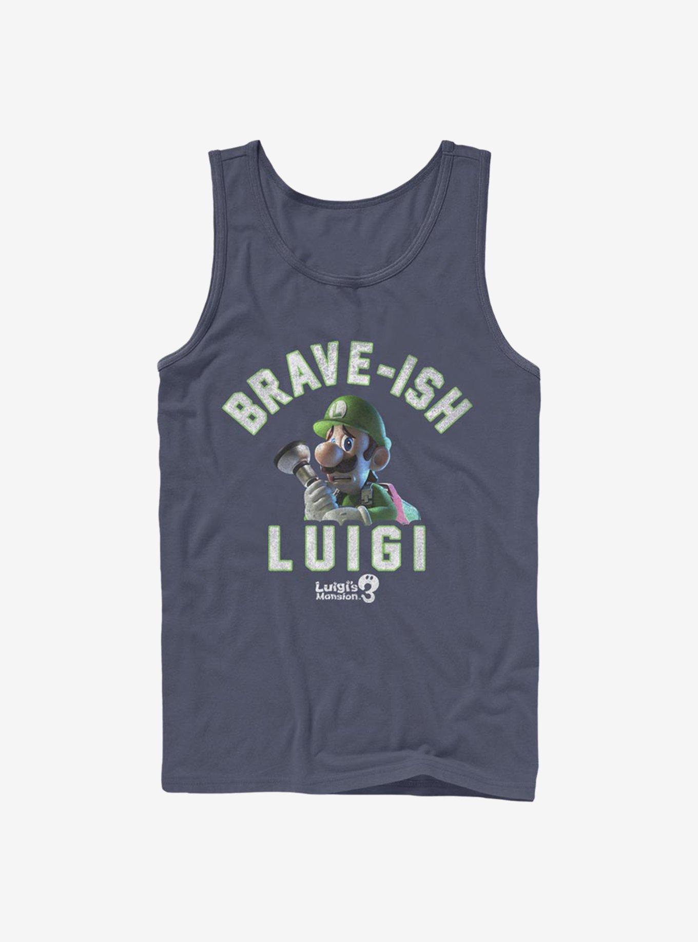 Super Mario Brave-Ish Luigi Tank, NAVY, hi-res