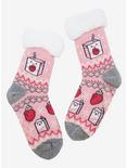 Strawberry Milk Cozy Slipper Socks, , hi-res