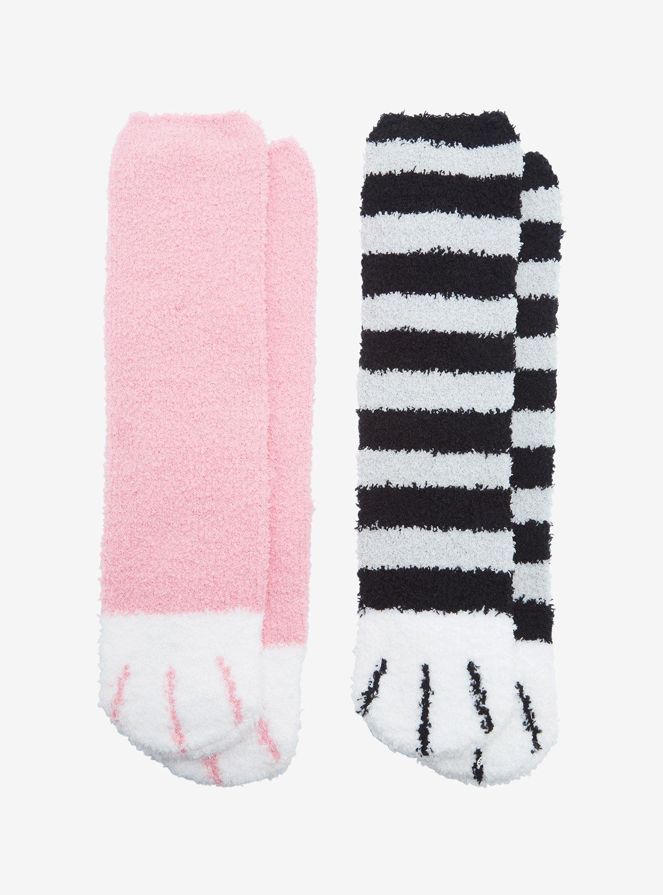 Cat Paw Fuzzy Crew Sock 2 Pair, , hi-res