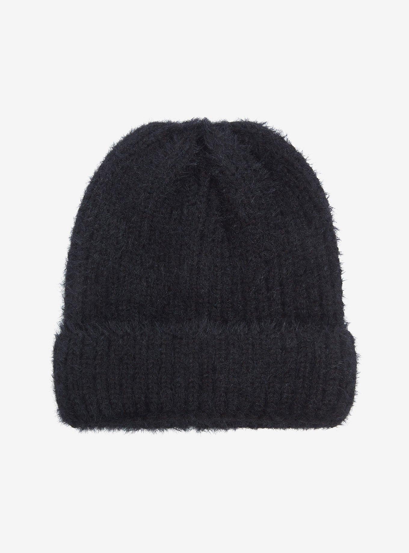 Black Fuzzy Beanie | Hot Topic