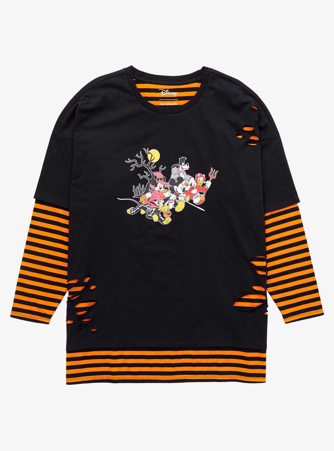 Disney Mickey Mouse & Friends Halloween Stripe Girls Twofer Long-Sleeve T-Shirt Plus Size, , hi-res