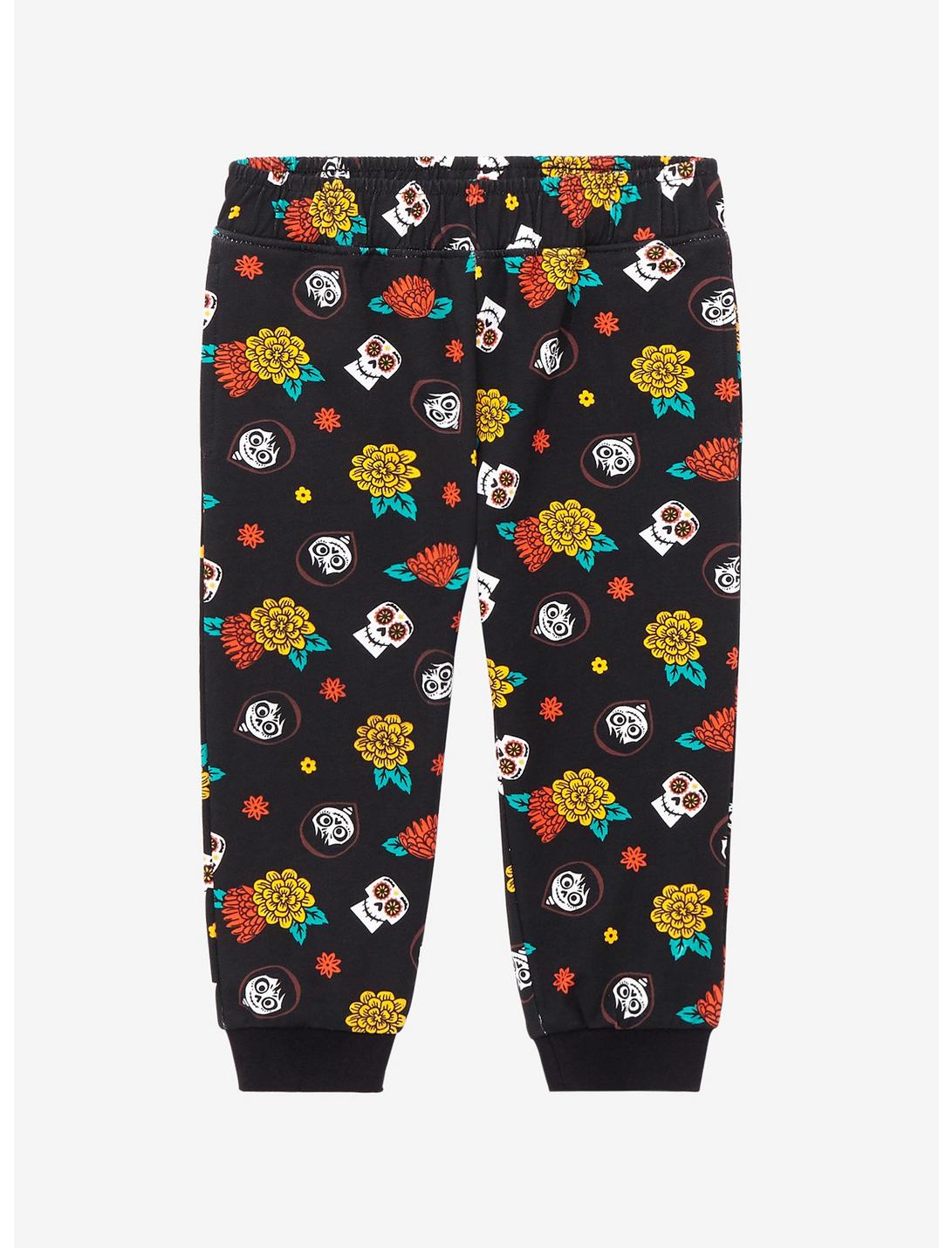 Disney Pixar Coco Miguel and Flowers Allover Print Toddler Joggers - BoxLunch Exclusive, BLACK, hi-res