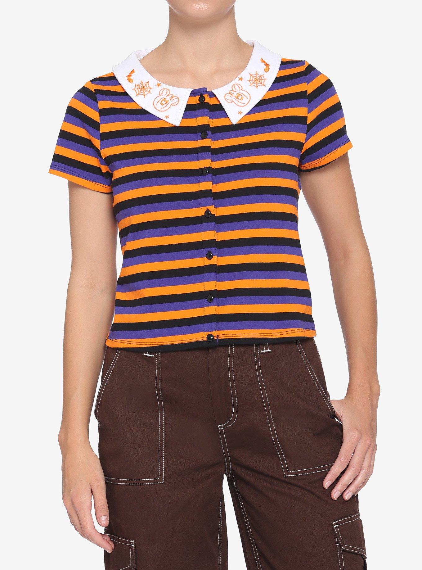 Disney Halloween Stripe Collar Girls Crop Top, MULTI, hi-res