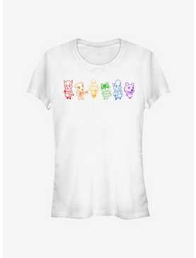 Animal Crossing Line Art Rainbow Girls T-Shirt, , hi-res