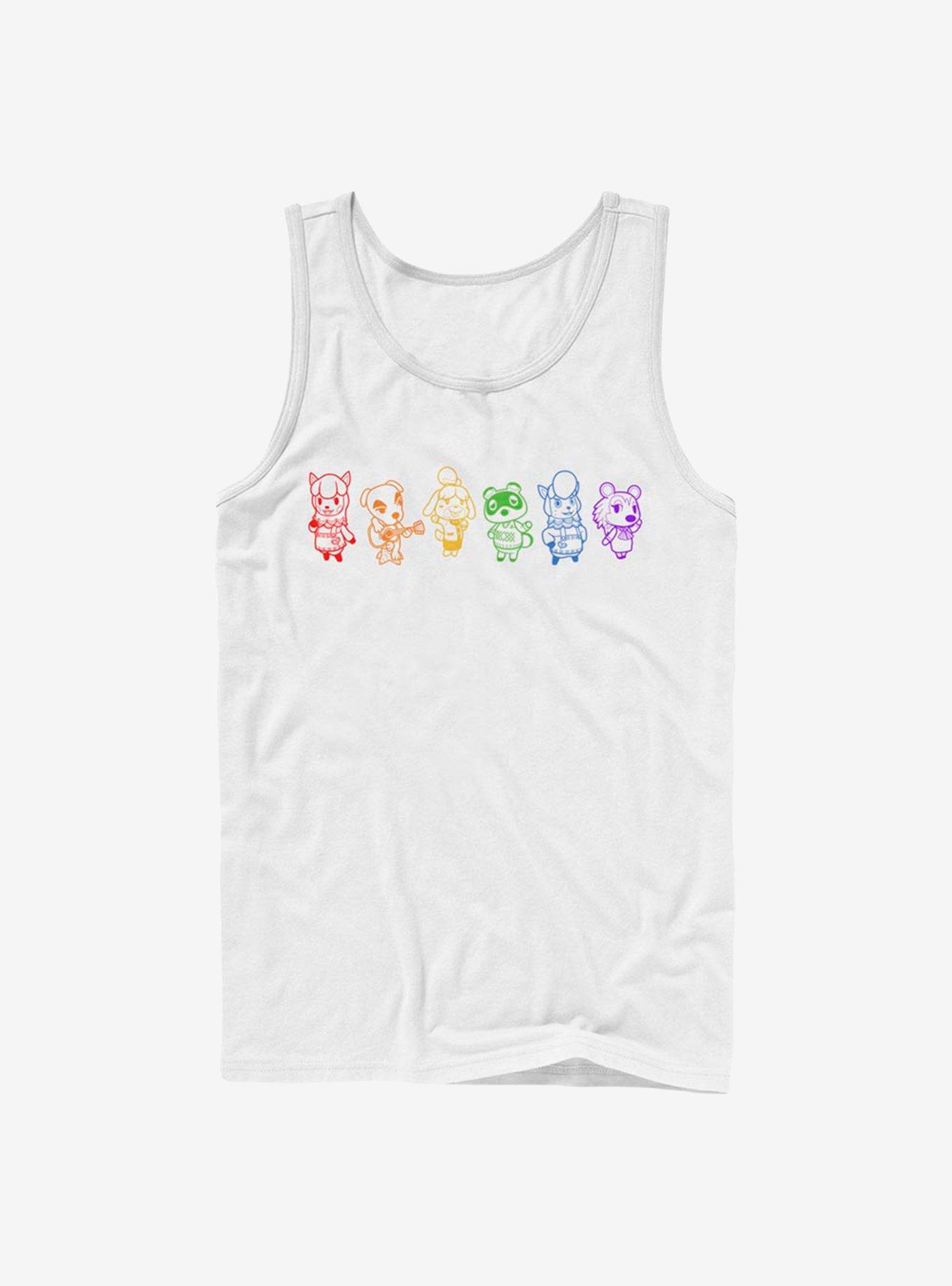 Animal Crossing Line Art Rainbow Tank, WHITE, hi-res