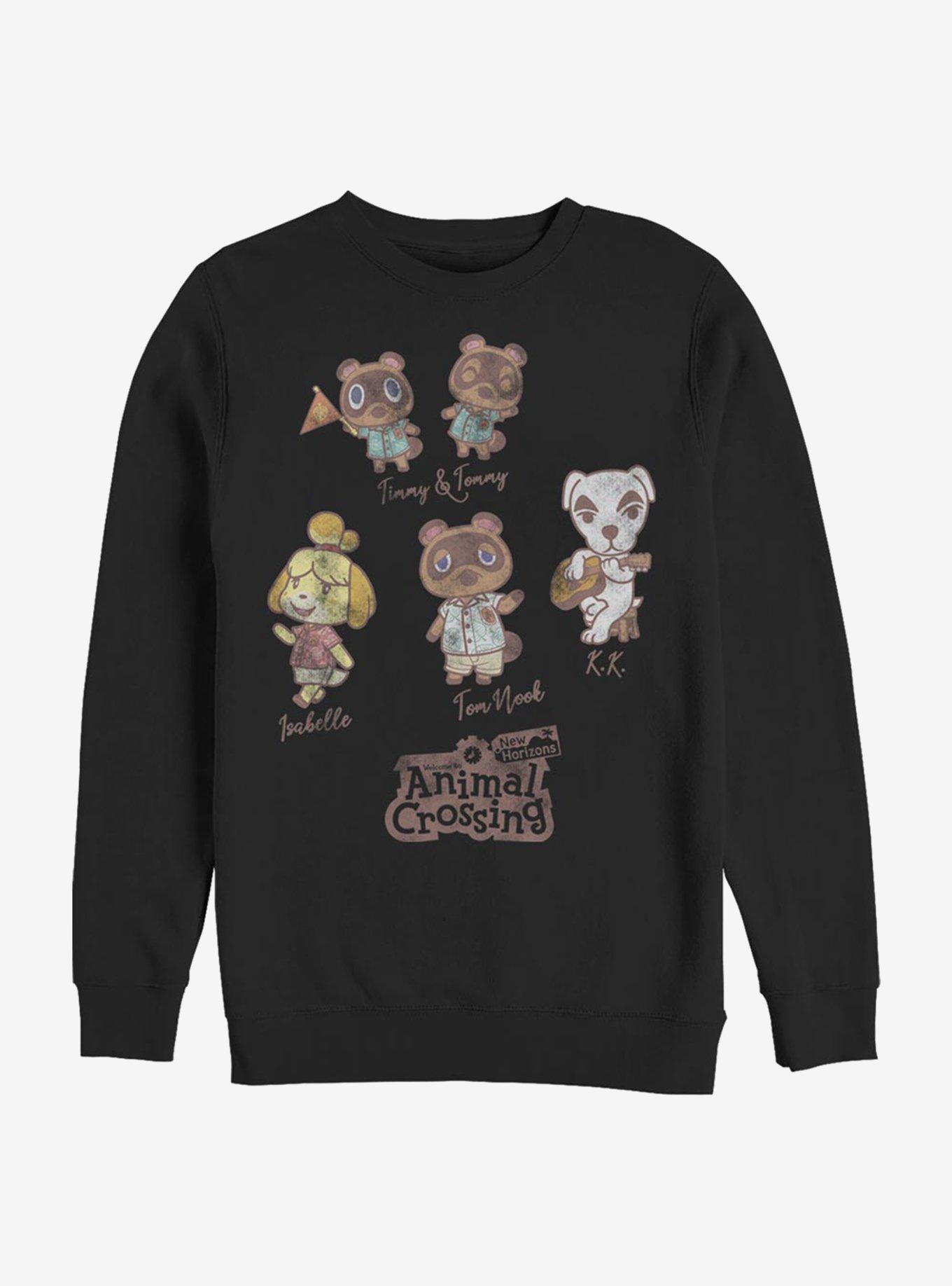 Animal Crossing Character Textbook Crew Sweatshirt, BLACK, hi-res