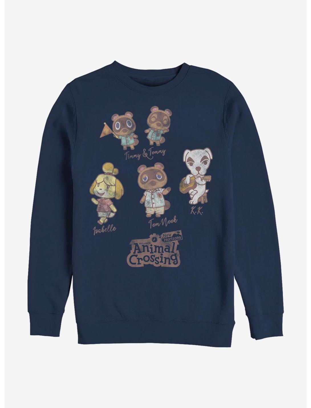 Animal Crossing Character Textbook Crew Sweatshirt, NAVY, hi-res