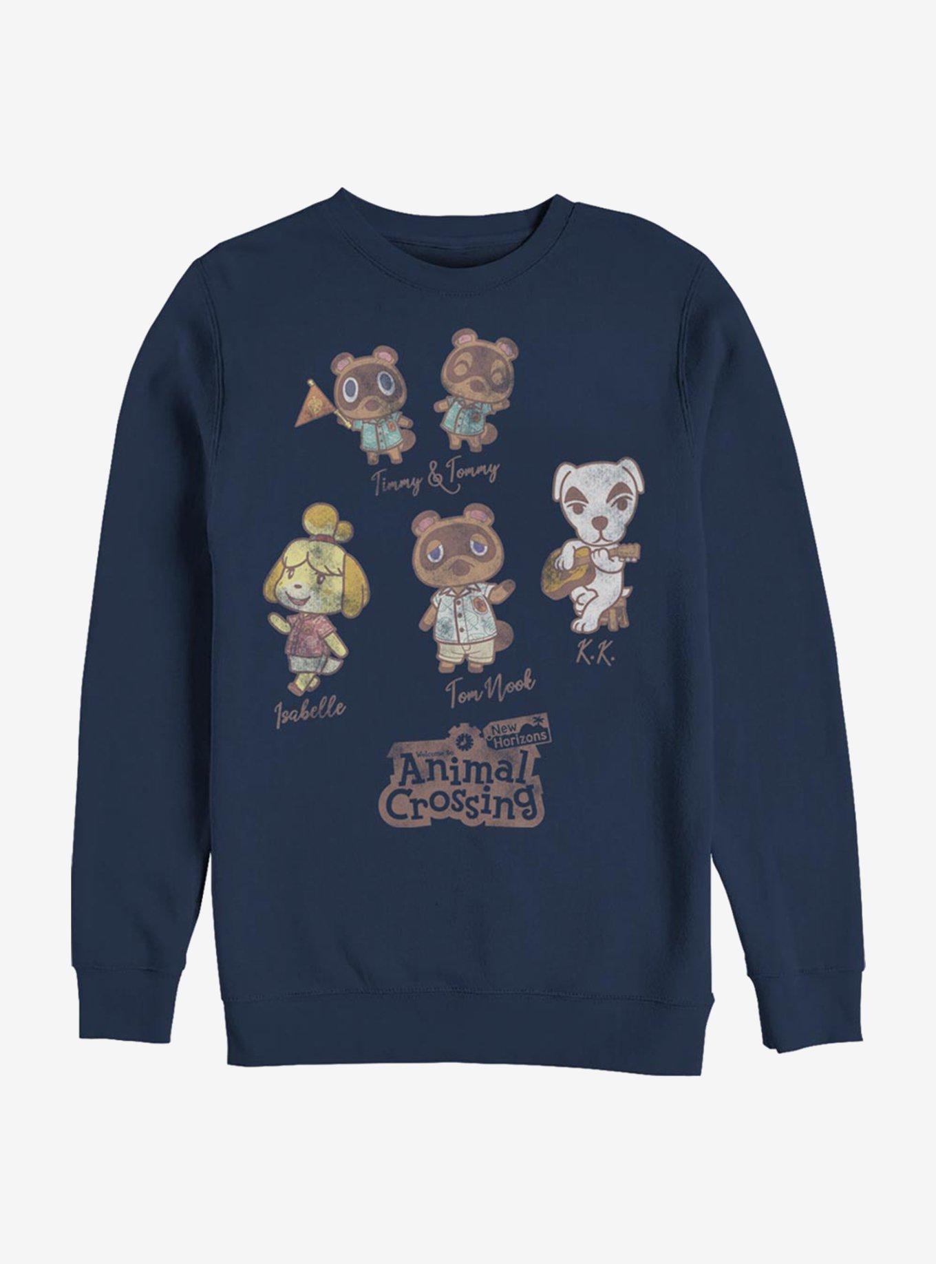 Animal Crossing Character Textbook Crew Sweatshirt, NAVY, hi-res
