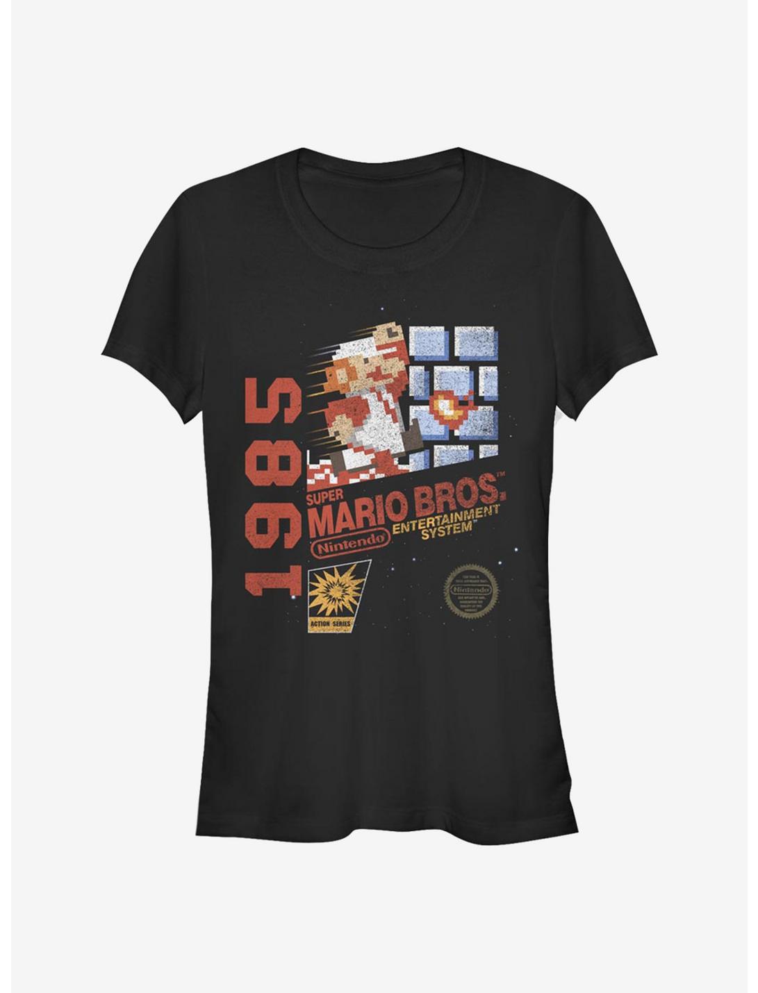 Super Mario Entertainment System 1985 Vintage Girls T-Shirt, BLACK, hi-res