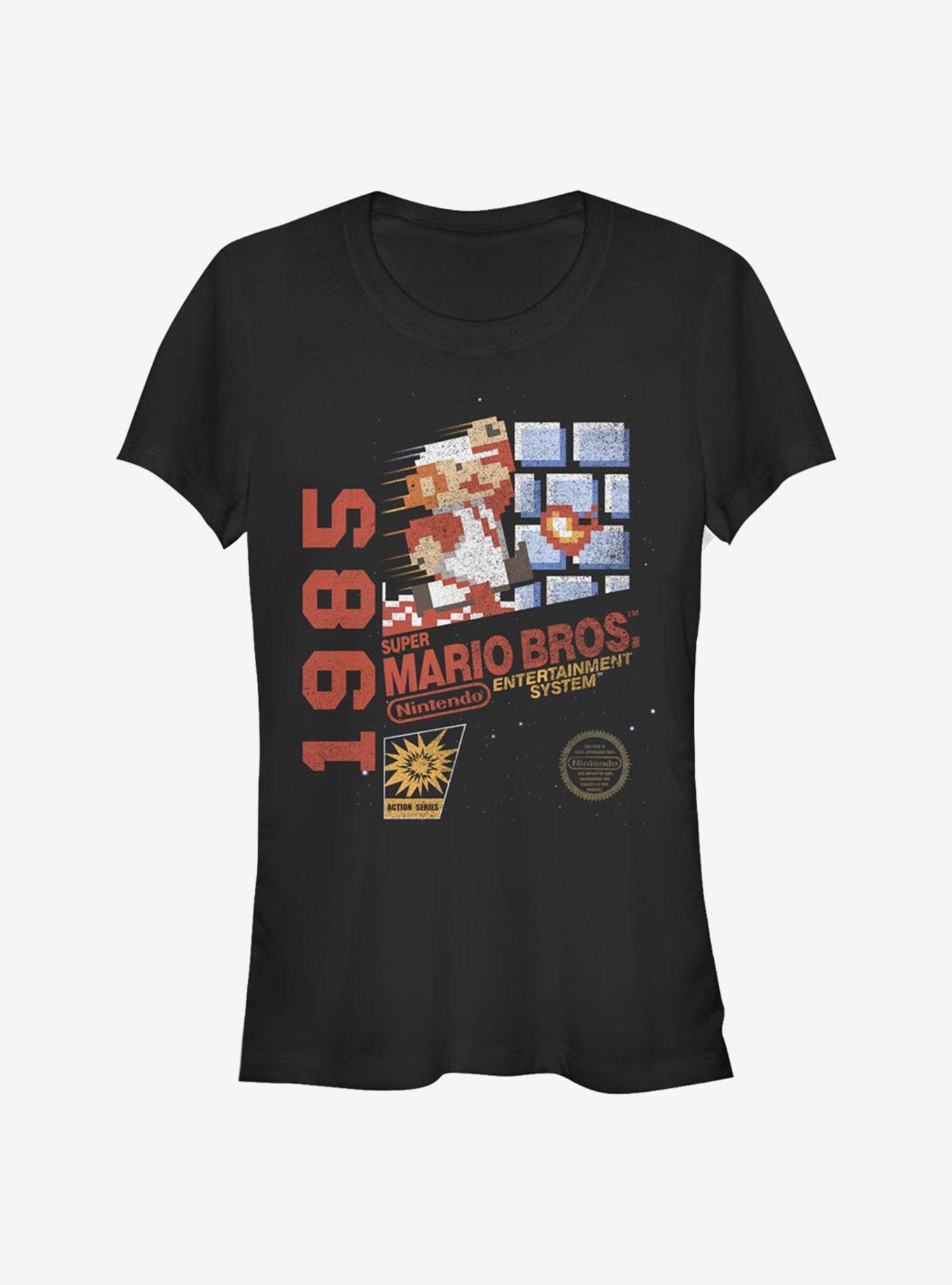 Super Mario Entertainment System 1985 Vintage Girls T-Shirt, BLACK, hi-res