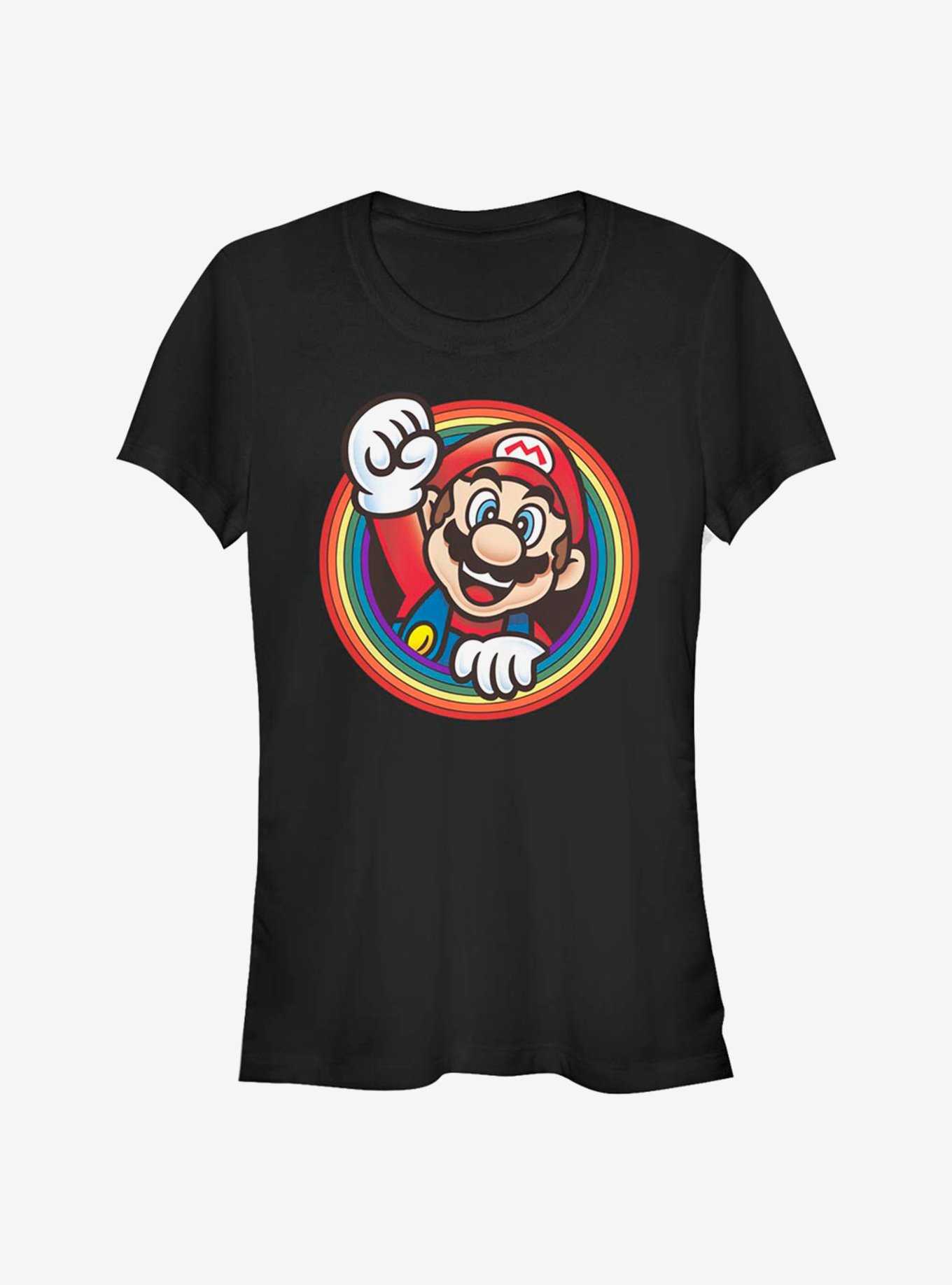 Super Mario Rainbow Mario Girls T-Shirt, BLACK, hi-res