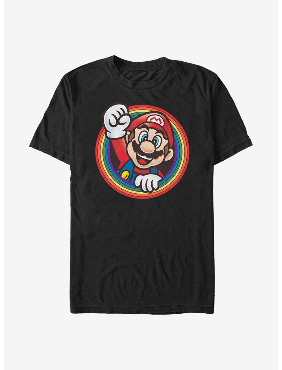 Super Mario Rainbow Mario T-Shirt, BLACK, hi-res