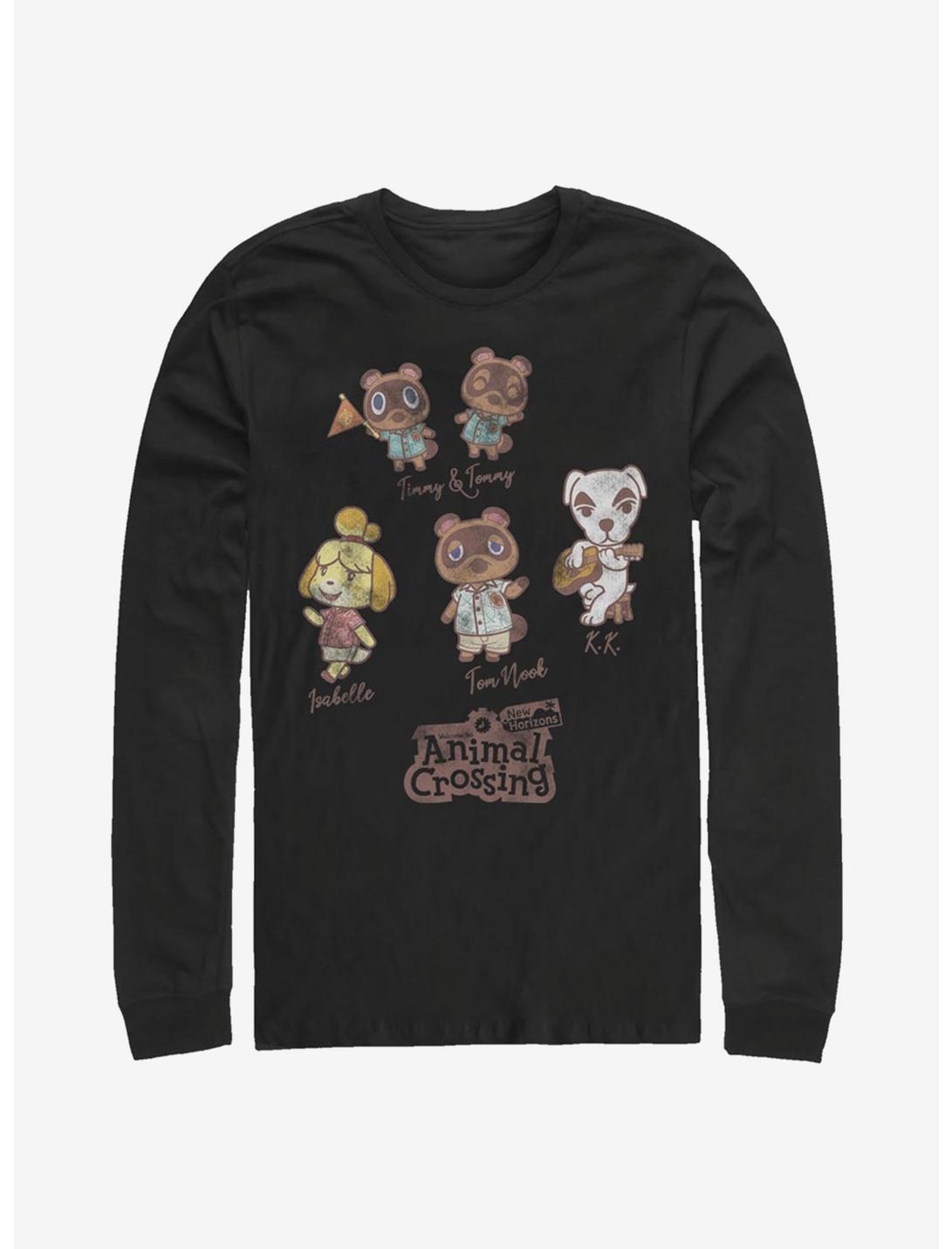 Animal Crossing Character Textbook Long-Sleeve T-Shirt, BLACK, hi-res