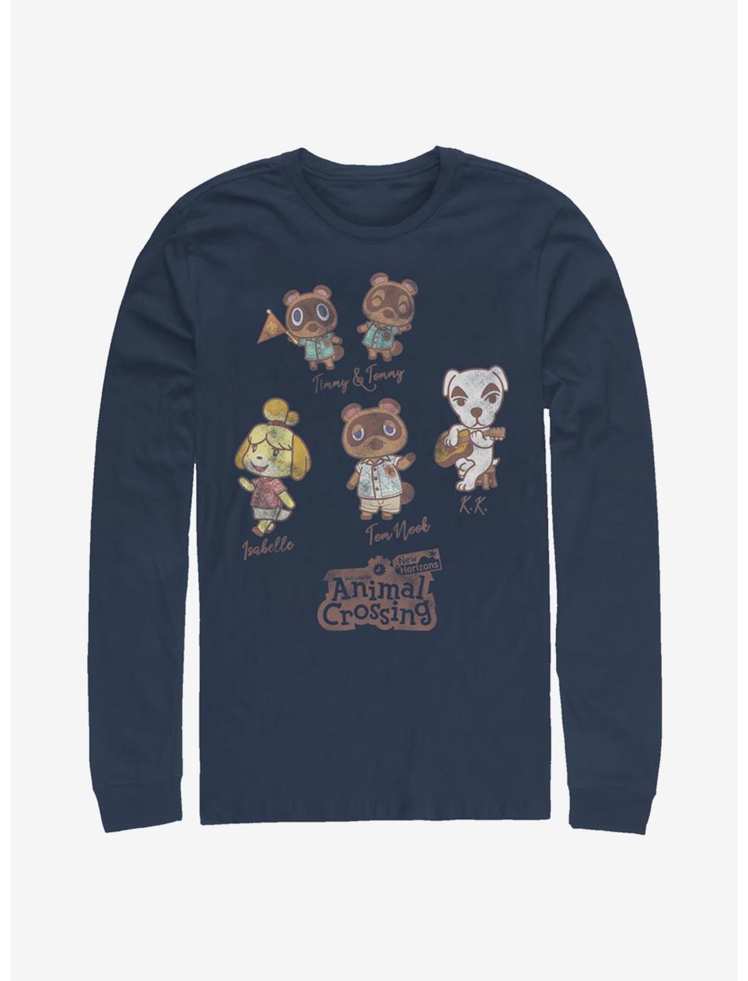 Animal Crossing Character Textbook Long-Sleeve T-Shirt, NAVY, hi-res