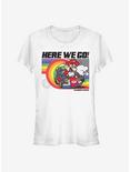 Super Mario Rainbow Road Pride Girls T-Shirt, WHITE, hi-res