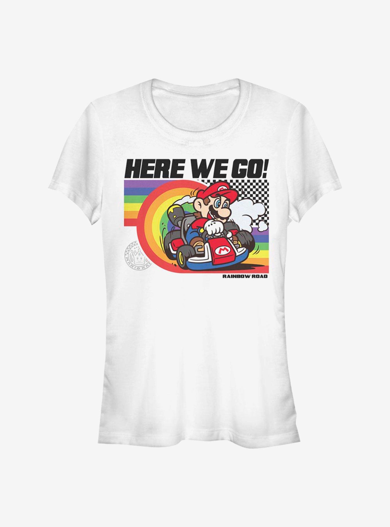 Super Mario Rainbow Road Pride Girls T-Shirt, WHITE, hi-res