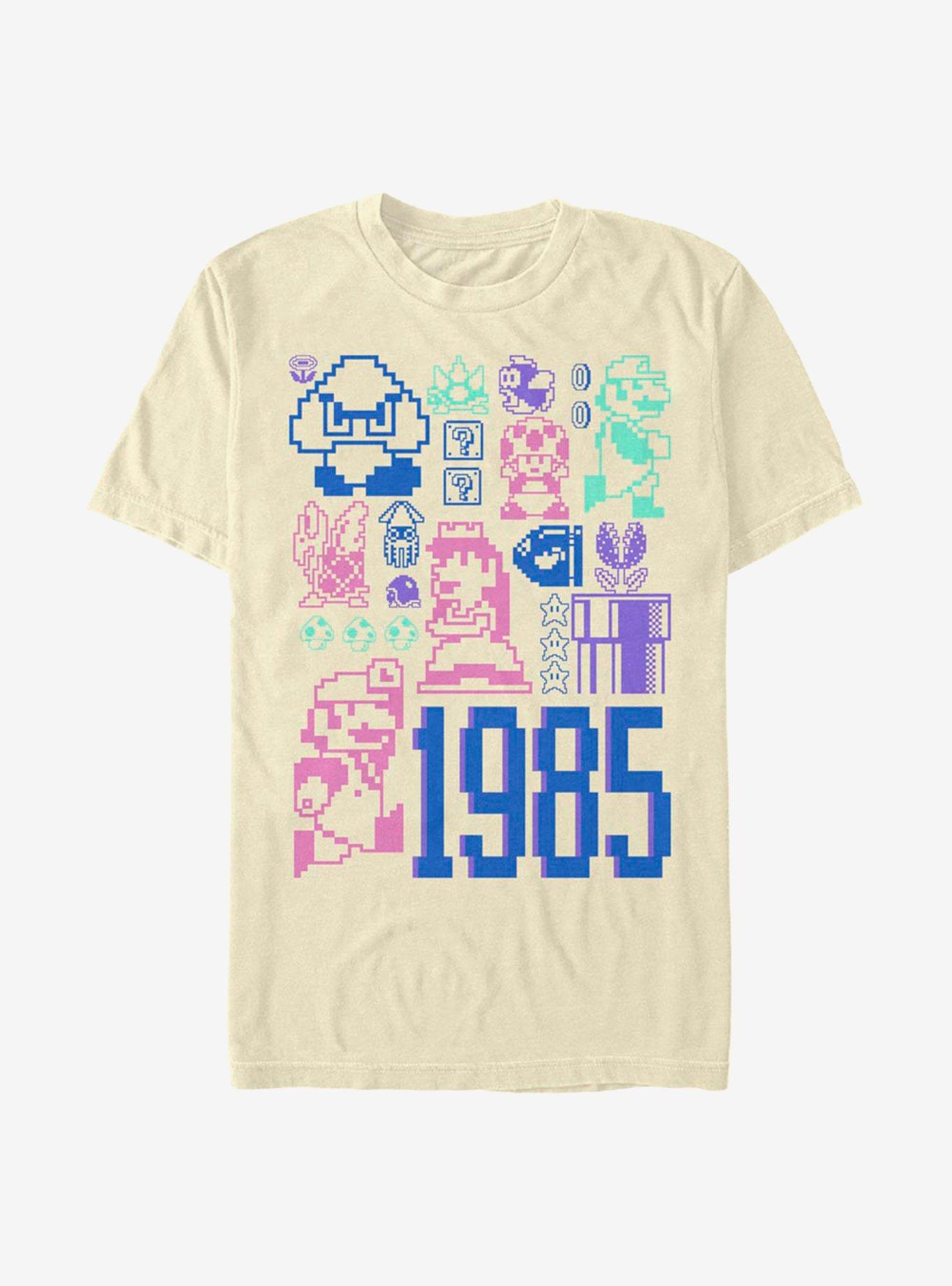 Super Mario Pastel Mario Jumble T-Shirt, NATURAL, hi-res