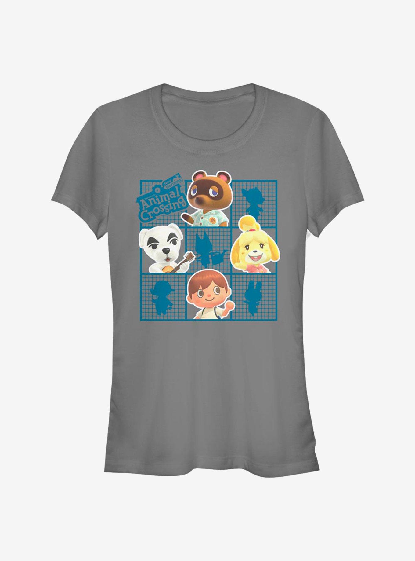 Animal Crossing Character Grid Girls T-Shirt, CHARCOAL, hi-res
