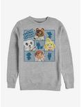 Animal Crossing Character Grid Crew Sweatshirt, ATH HTR, hi-res