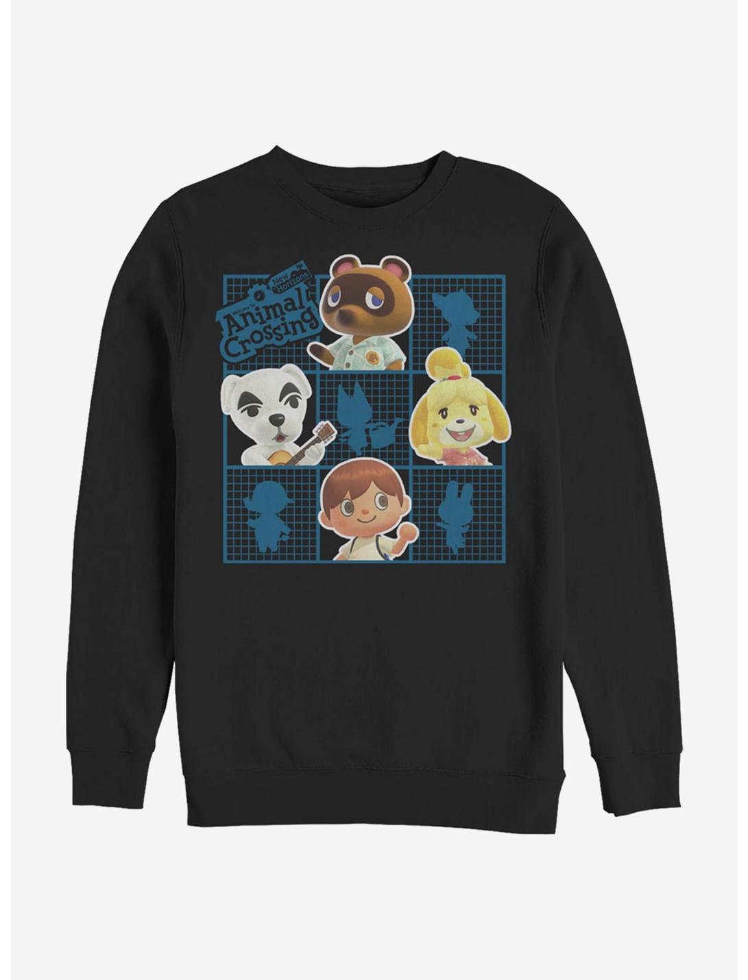 Animal Crossing Character Grid Crew Sweatshirt, BLACK, hi-res