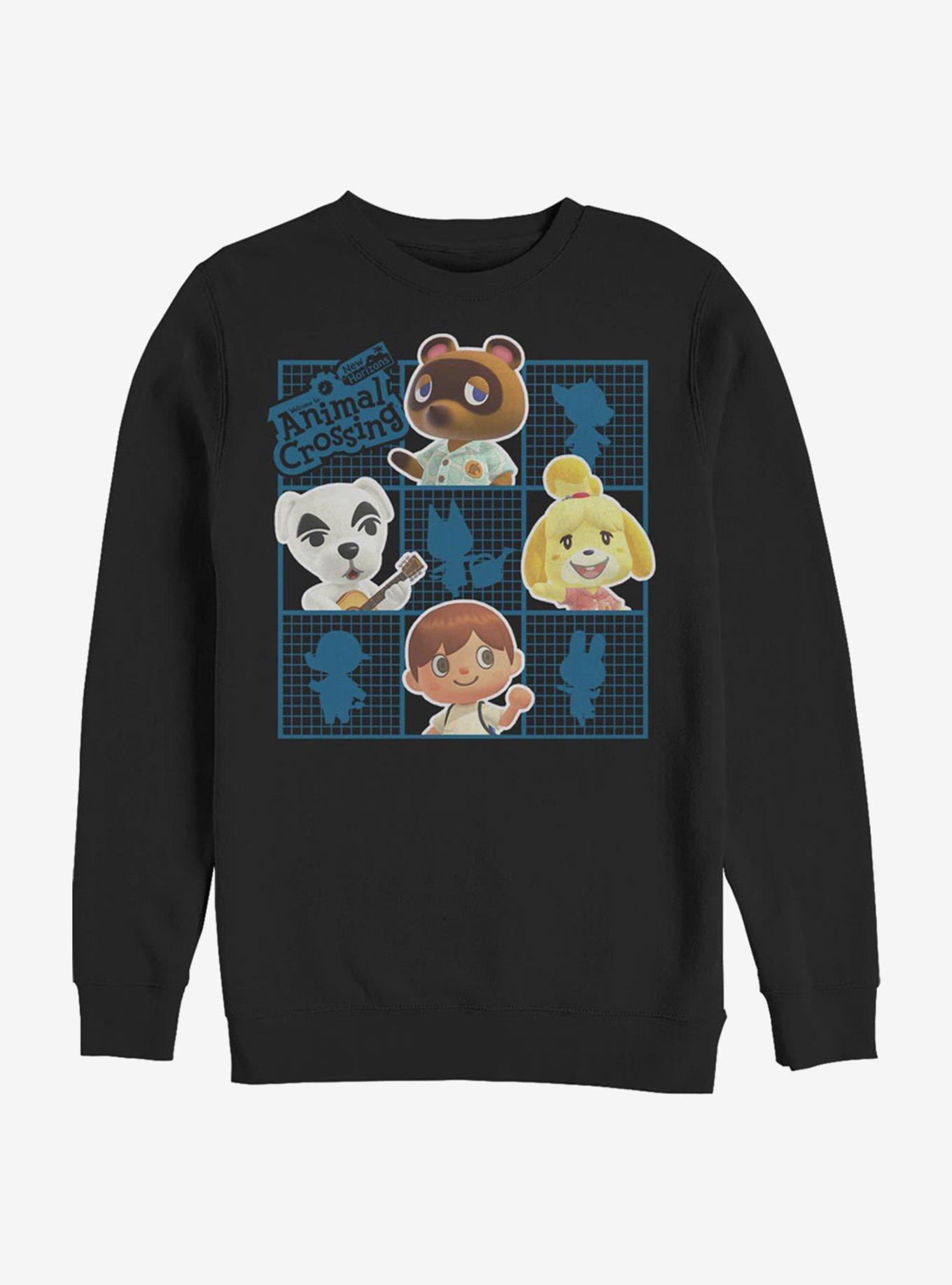 Animal Crossing Character Grid Crew Sweatshirt, BLACK, hi-res