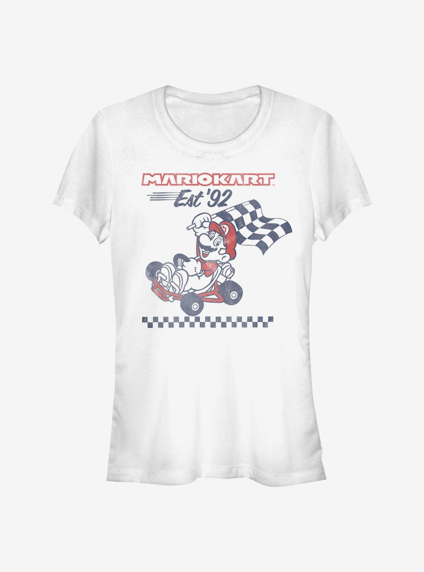 Super Mario Retro Racing Girls T-Shirt, WHITE, hi-res