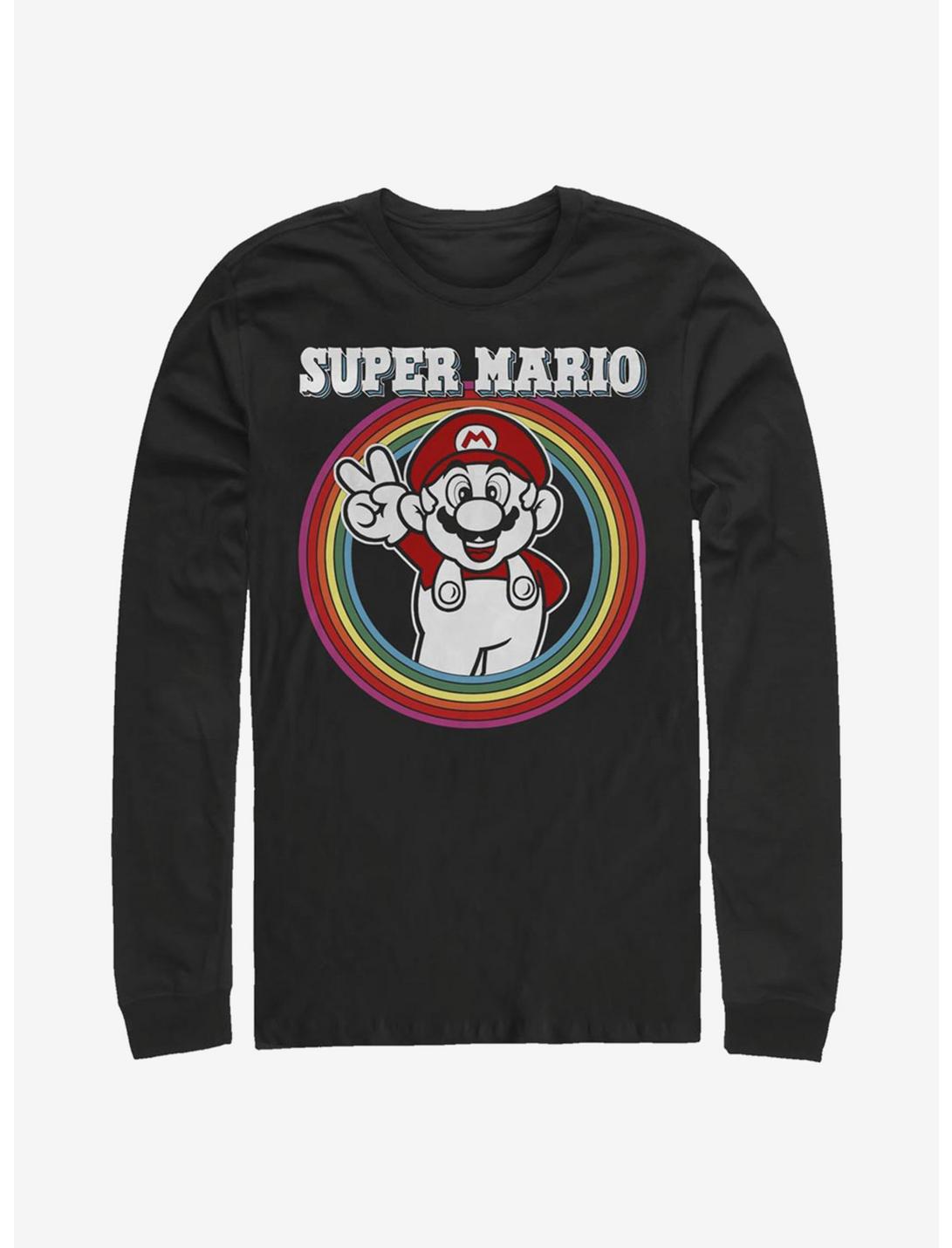 Super Mario Rainbow Mario Long-Sleeve T-Shirt, BLACK, hi-res