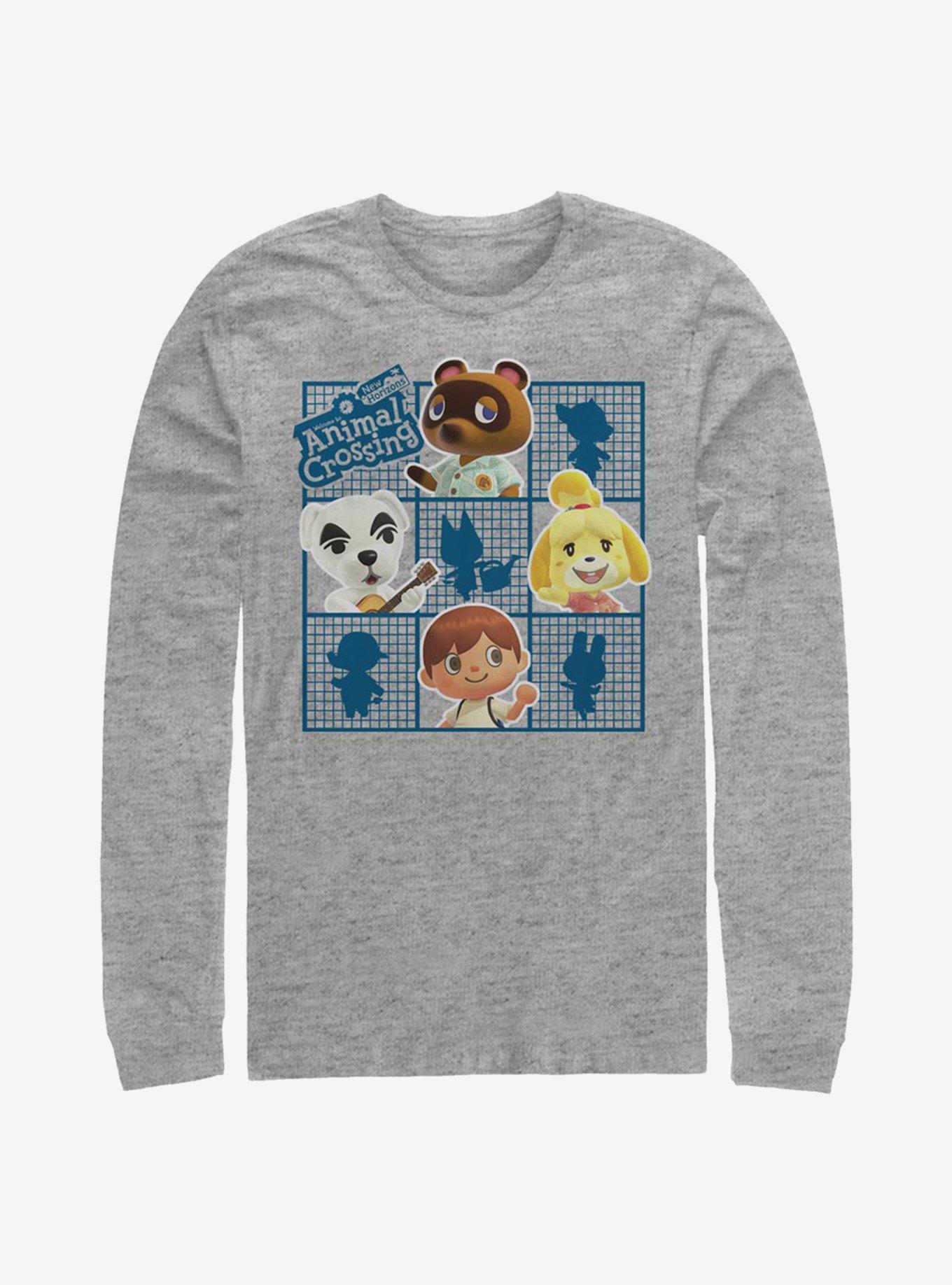 Animal Crossing Character Grid Long-Sleeve T-Shirt, ATH HTR, hi-res