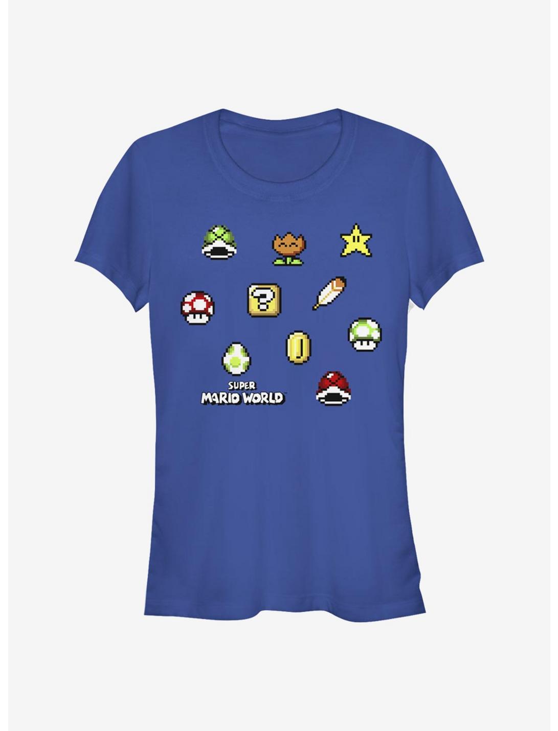 Super Mario Maker Items Scatter Girls T-Shirt, ROYAL, hi-res
