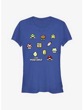 Super Mario Maker Items Scatter Girls T-Shirt, , hi-res