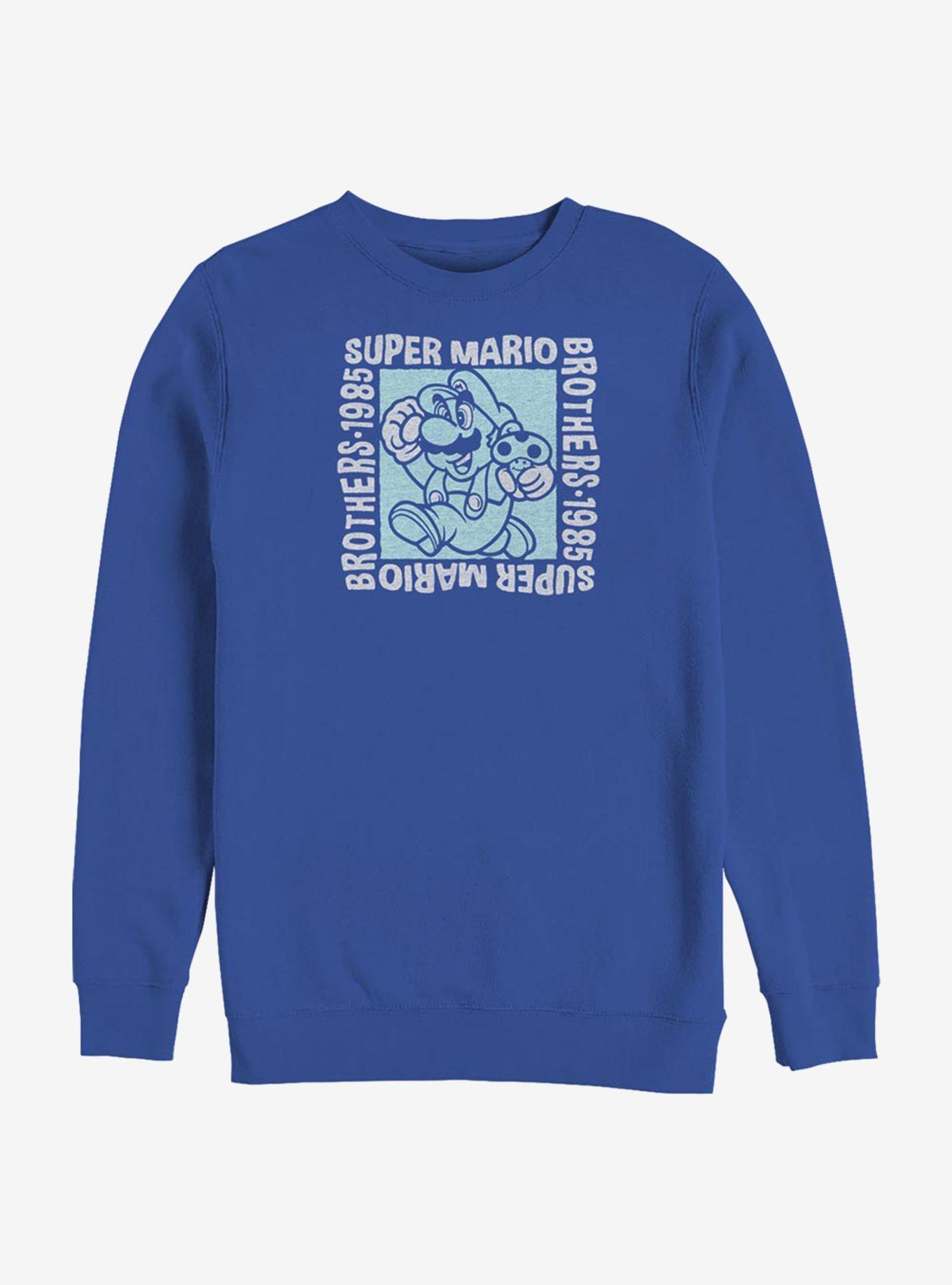 Super Mario Brothers Box Crew Sweatshirt, ROYAL, hi-res