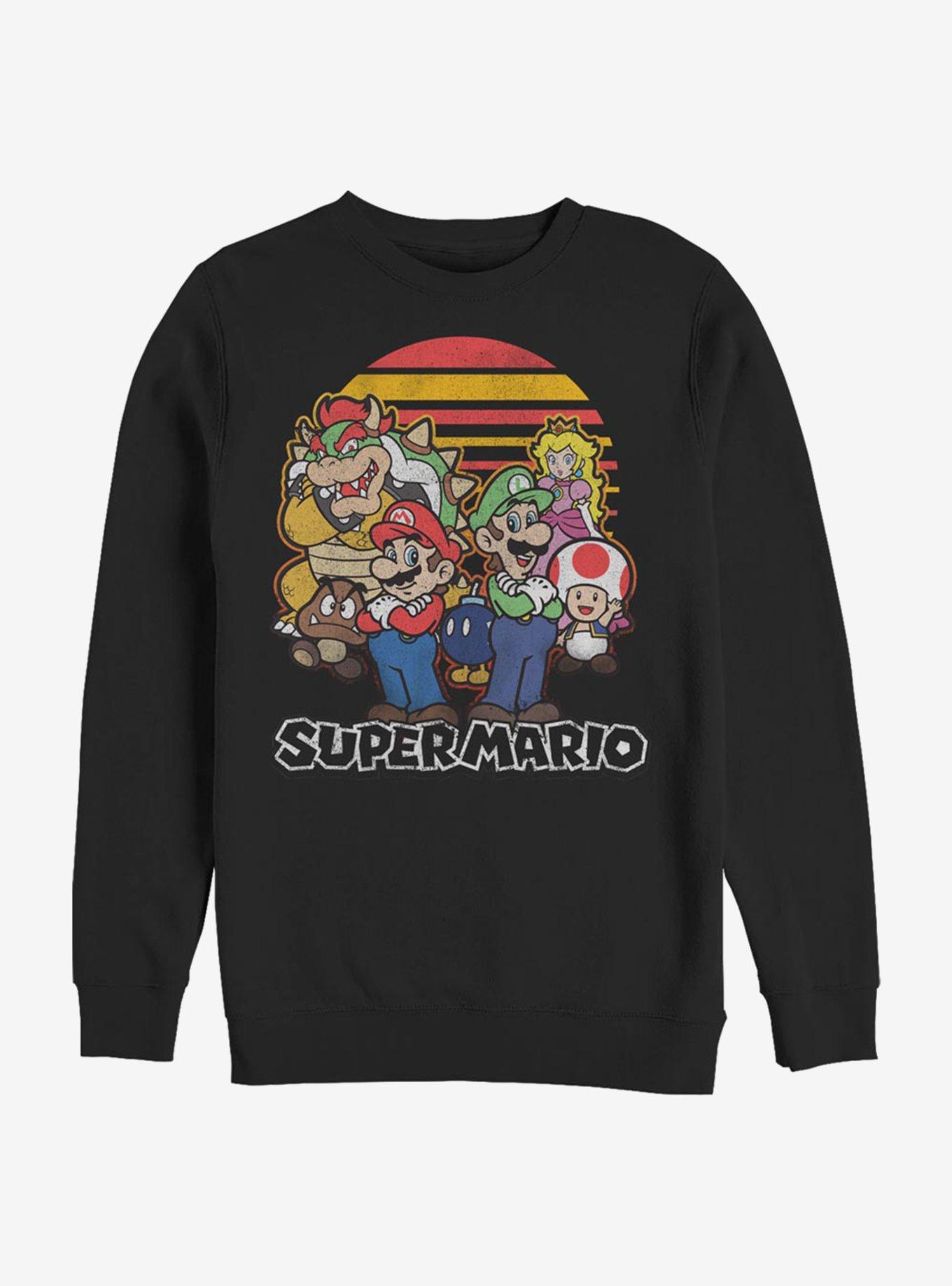 Super Mario Group Crew Sweatshirt, BLACK, hi-res
