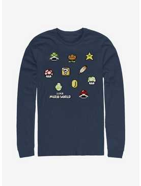 Super Mario Maker Items Scatter Long-Sleeve T-Shirt, , hi-res